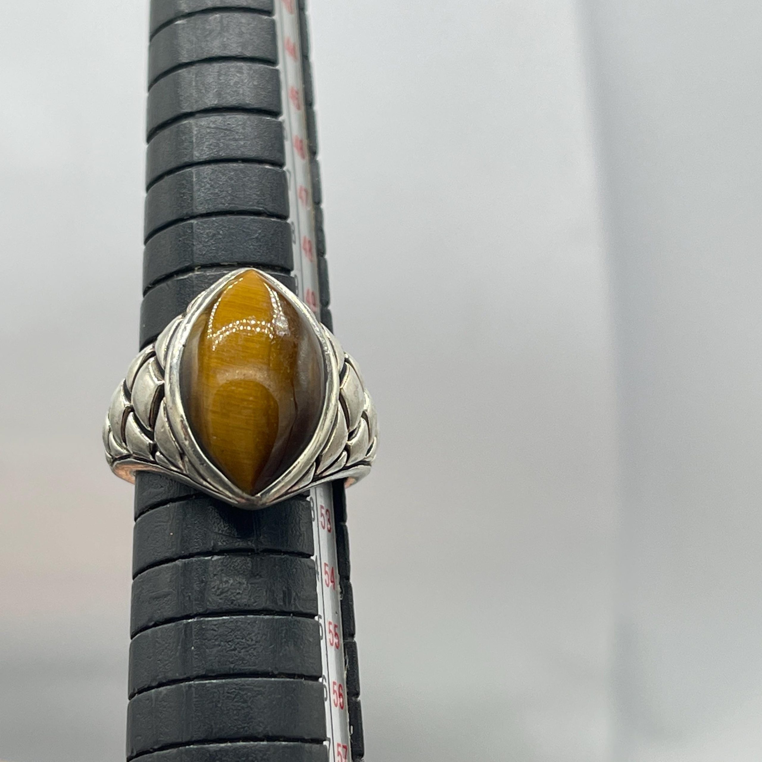 Vintage Natural Tigers eye - Statement Sterling Silver, Size 6 Ring - Image 9