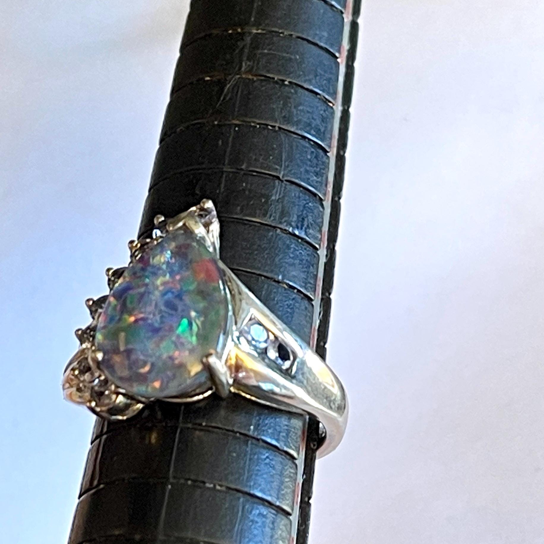 Opal tanzanite ring size 8 sterling silver ring - Image 4