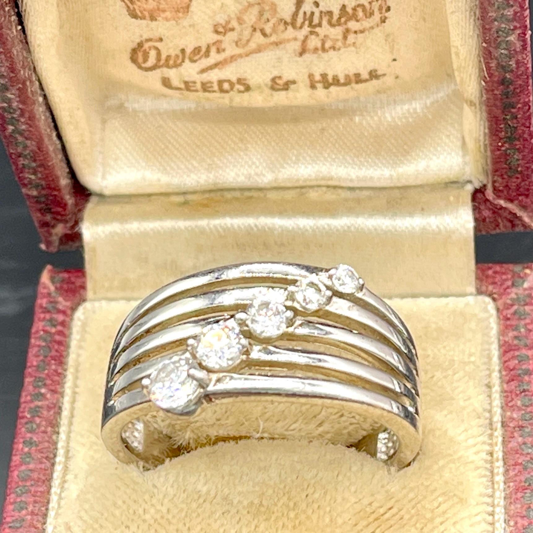Vintage diamond sterling silver stacked statement size 10 ring