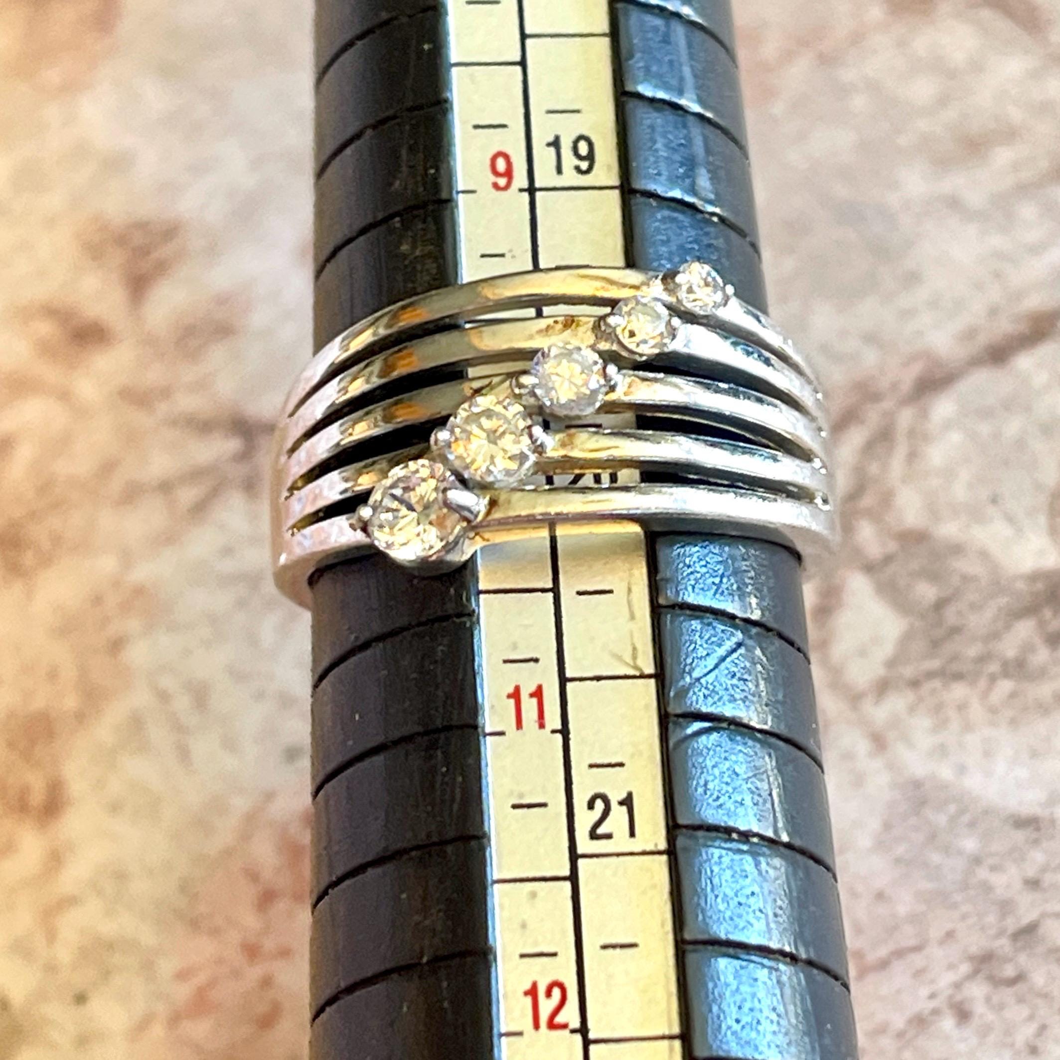 Vintage diamond sterling silver stacked statement size 10 ring - Image 8