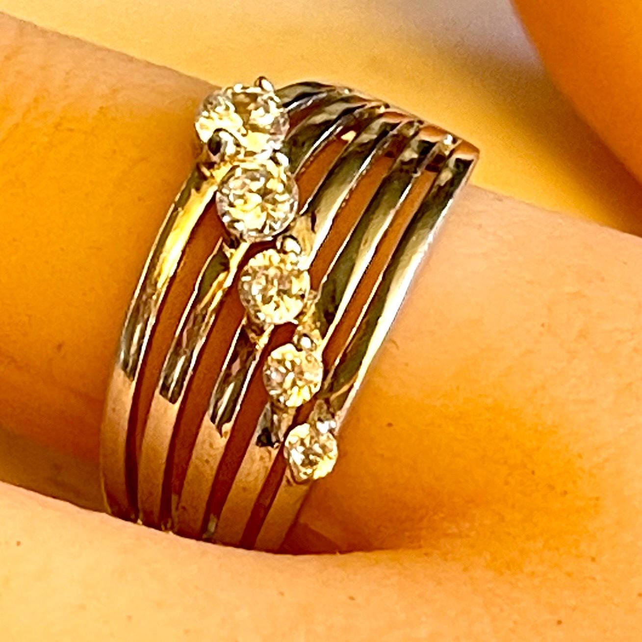 Vintage diamond sterling silver stacked statement size 10 ring - Image 5
