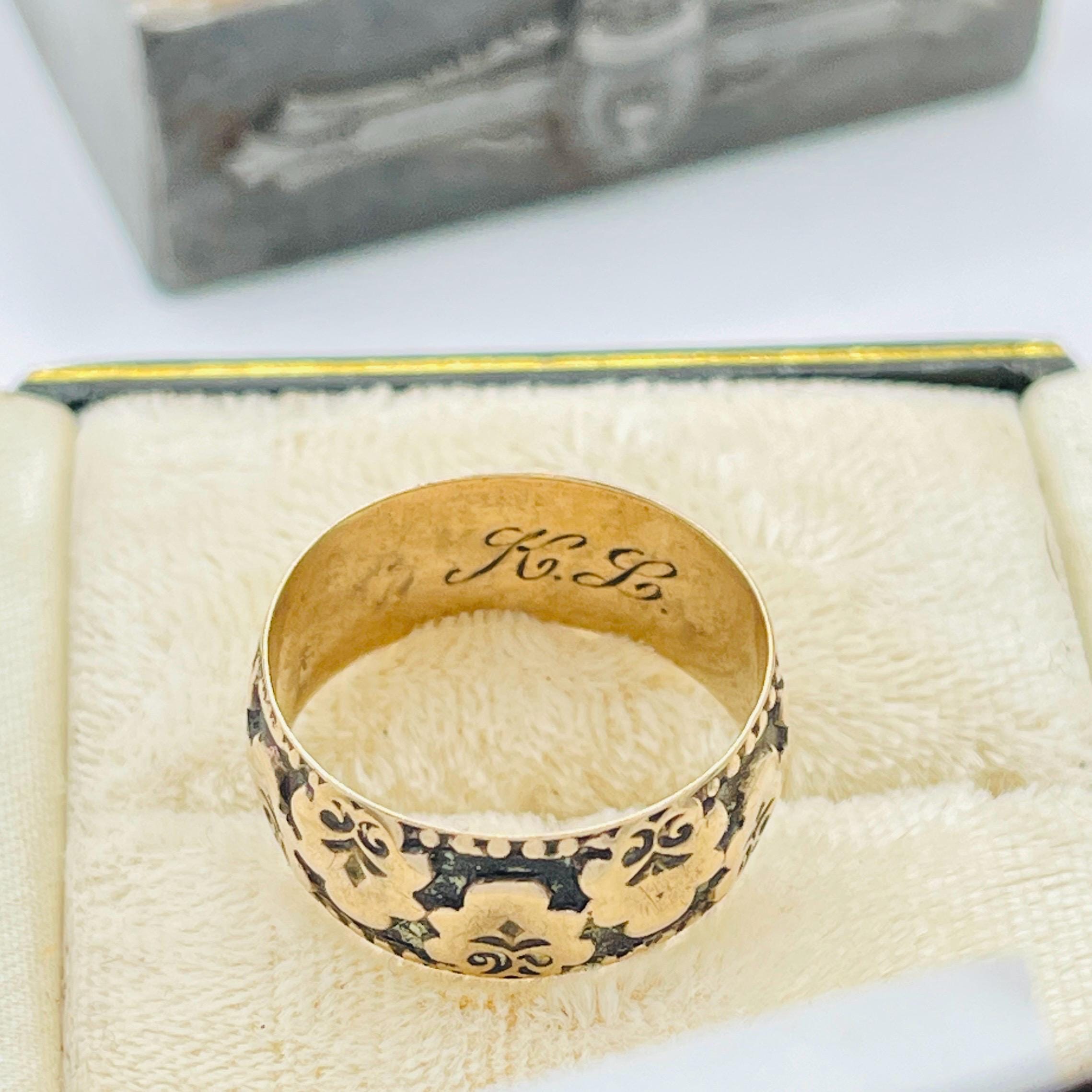 Victorian cigar band solid rose gold ring size 10 - Image 2