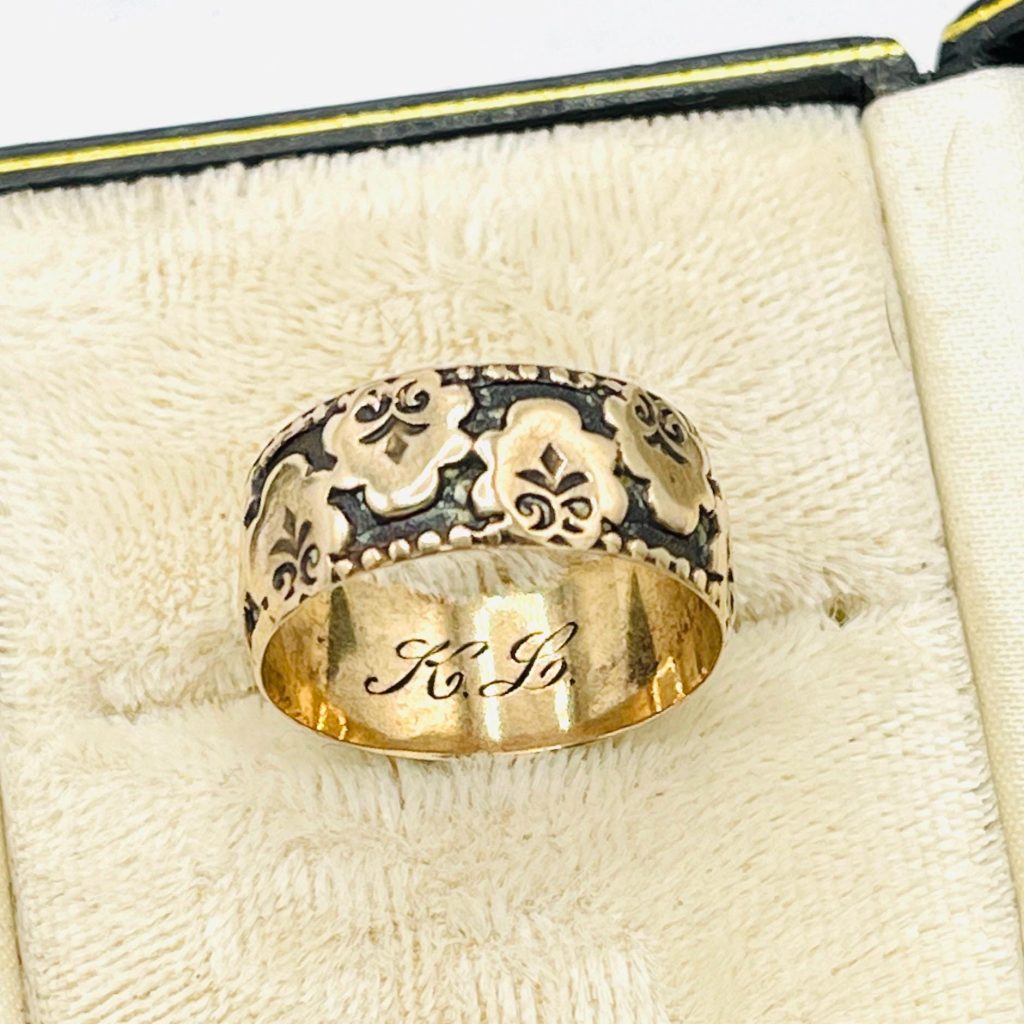 Victorian cigar band solid rose gold ring size 10