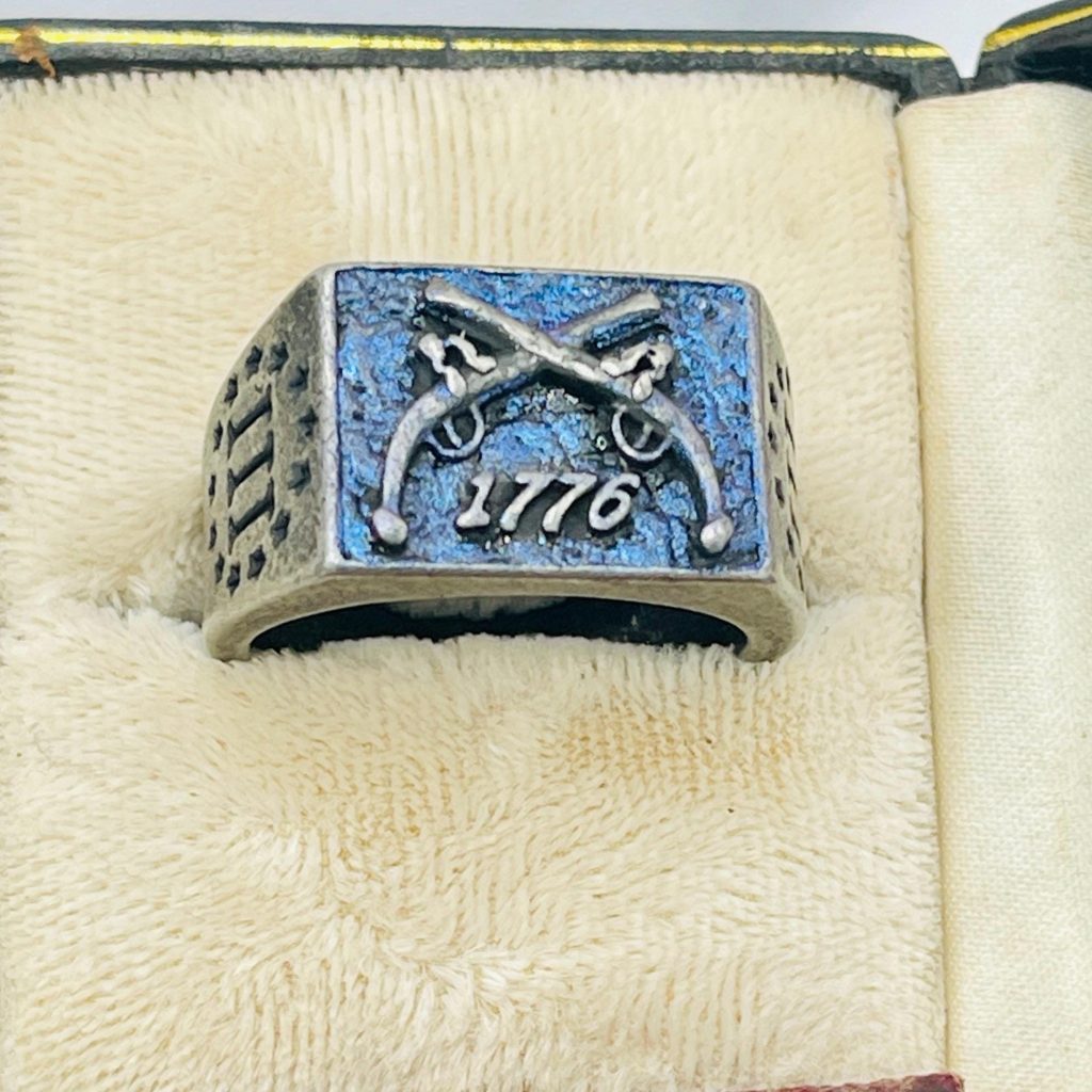 Memento Mori 1776 Ring: Gothic Silver Band for Him