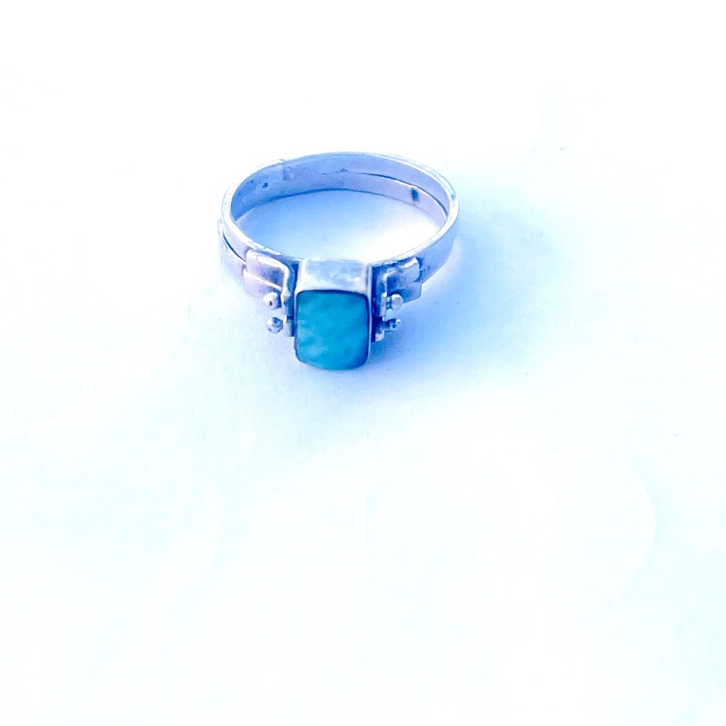 Vintage Turquoise and. Fire agate flip Sterling Silver Ring  Size 7
