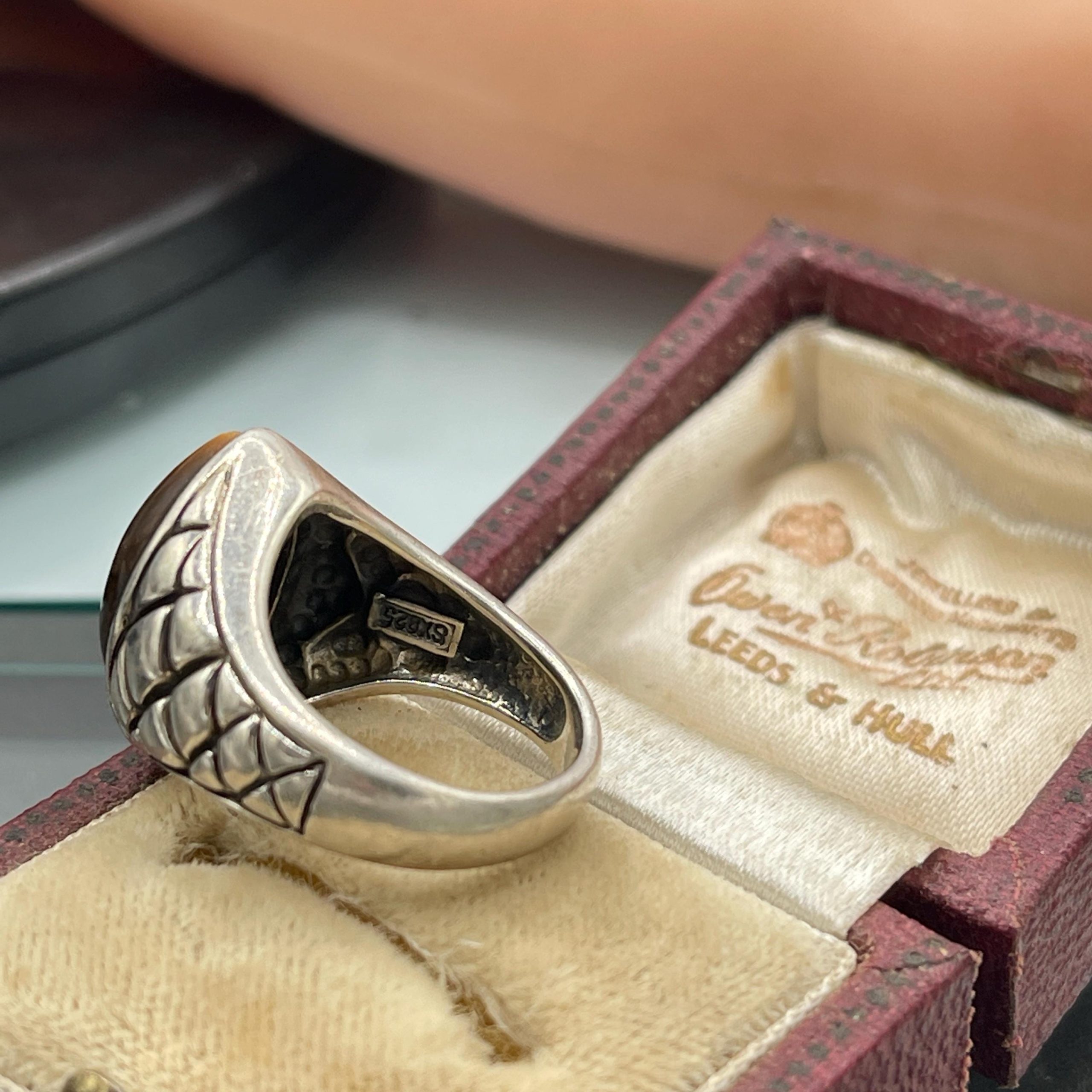 Vintage Natural Tigers eye - Statement Sterling Silver, Size 6 Ring - Image 6