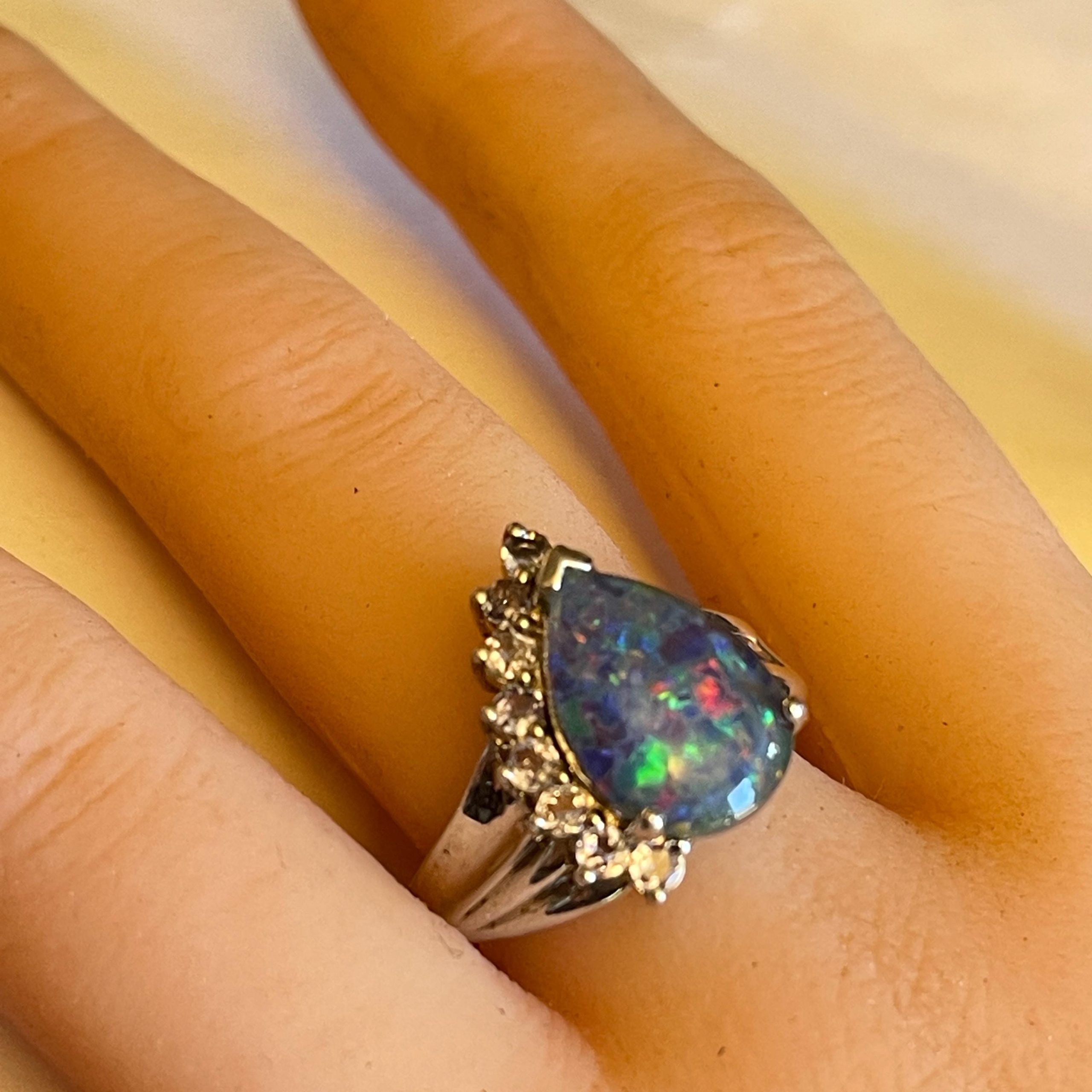 Opal tanzanite ring size 8 sterling silver ring - Image 7