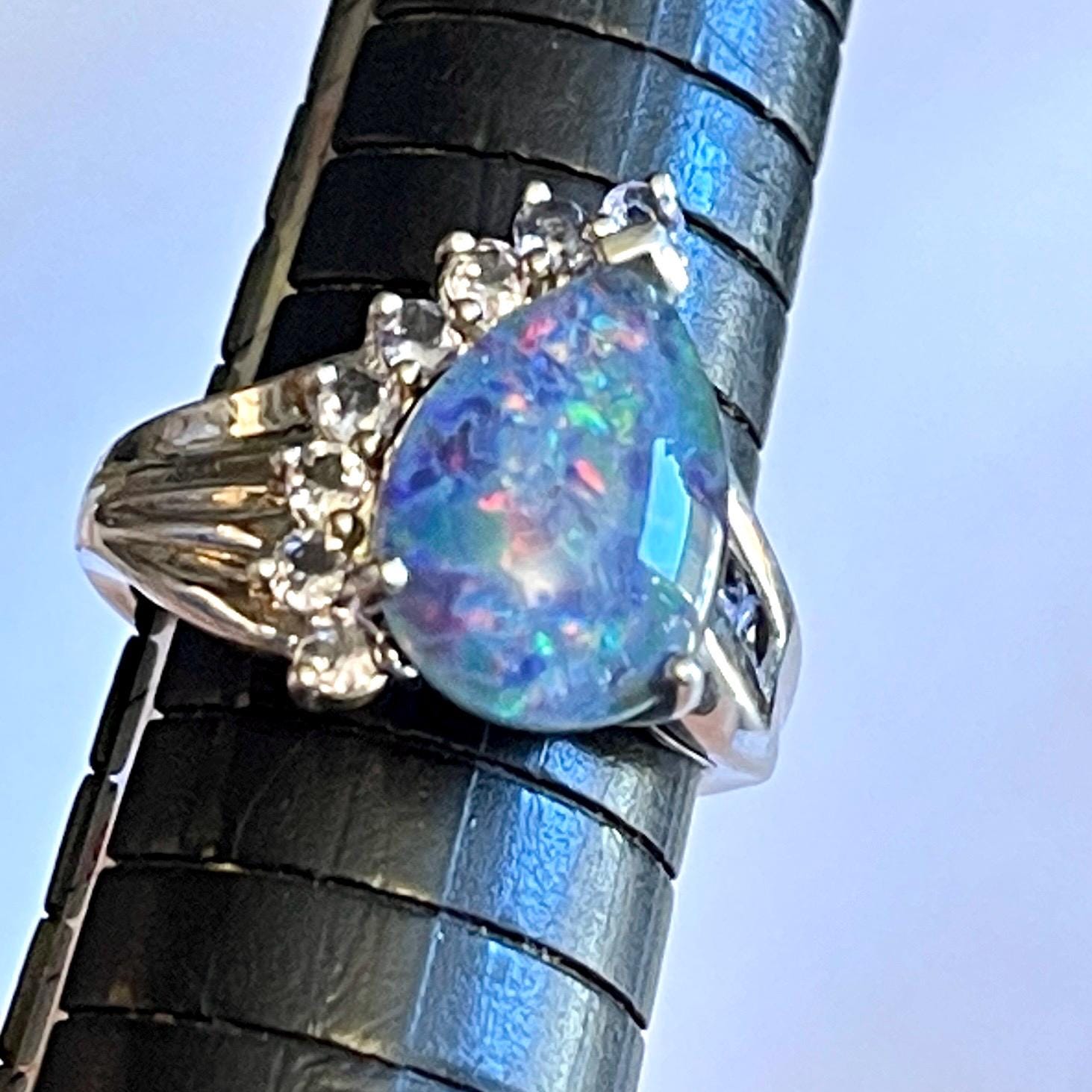 Opal tanzanite ring size 8 sterling silver ring - Image 3