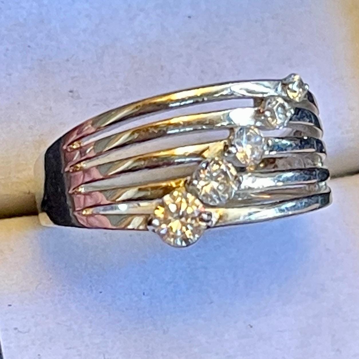 Vintage diamond sterling silver stacked statement size 10 ring - Image 2