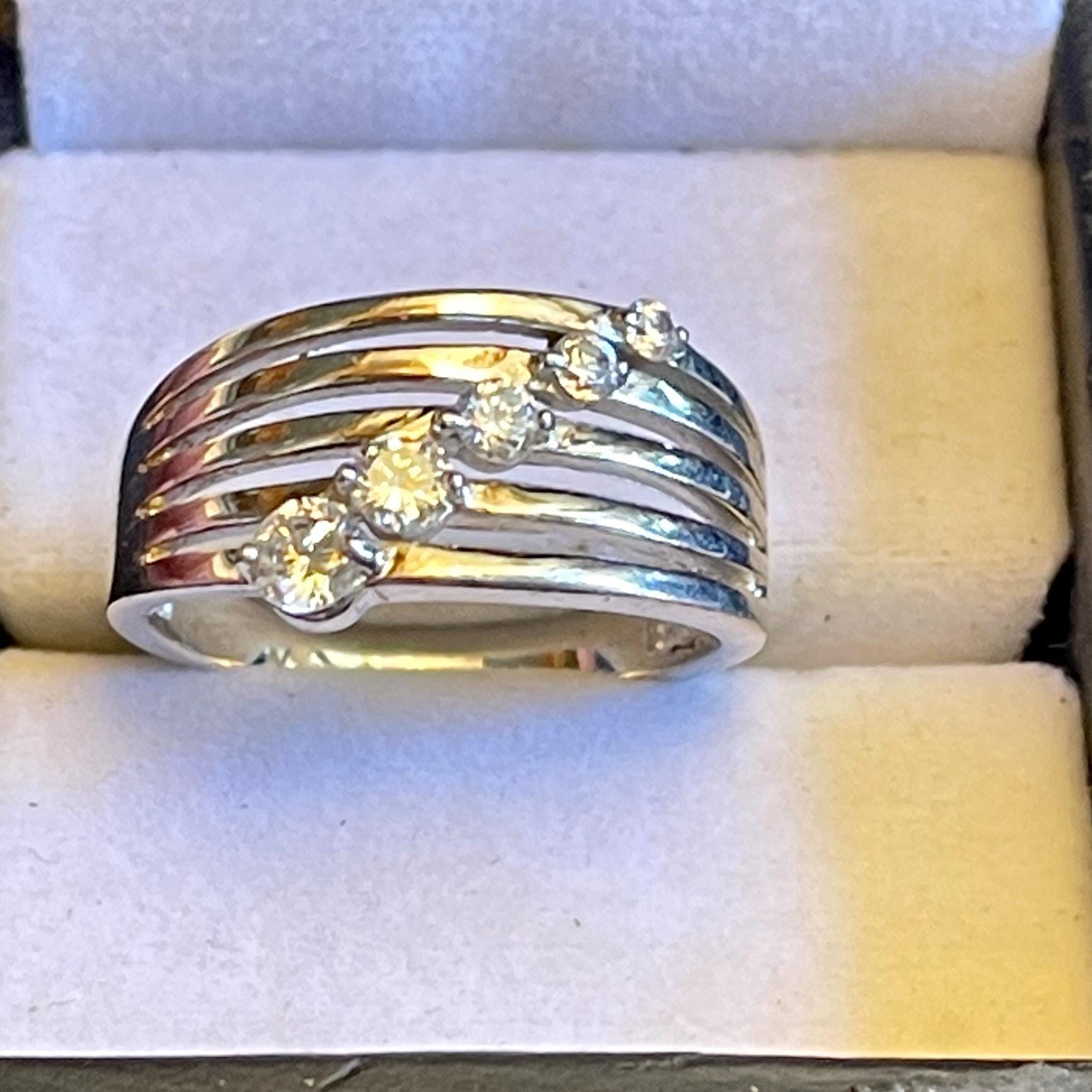 Vintage diamond sterling silver stacked statement size 10 ring - Image 6