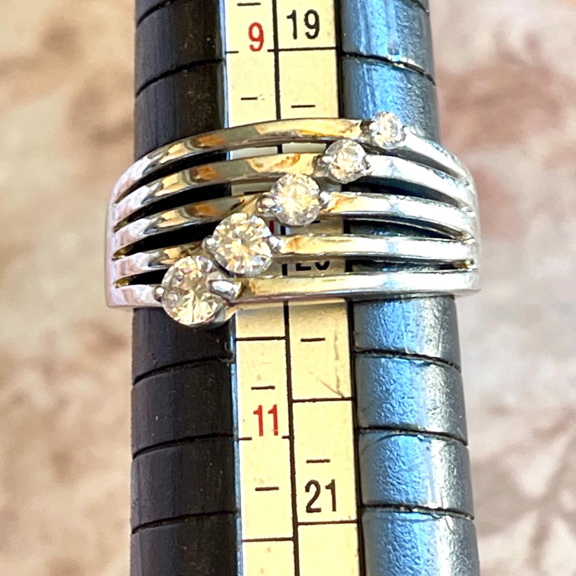 Vintage diamond sterling silver stacked statement size 10 ring - Image 7