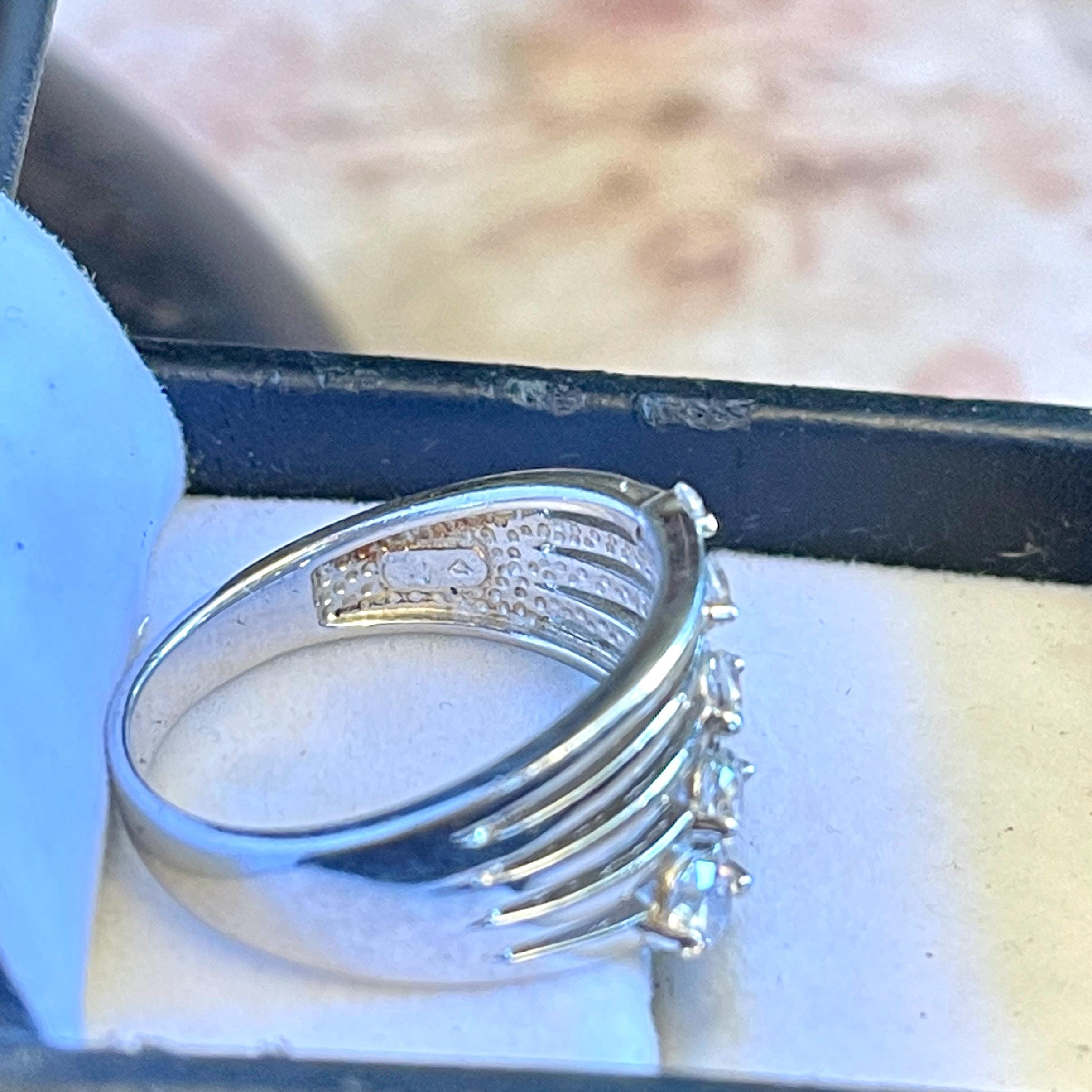 Vintage diamond sterling silver stacked statement size 10 ring - Image 10