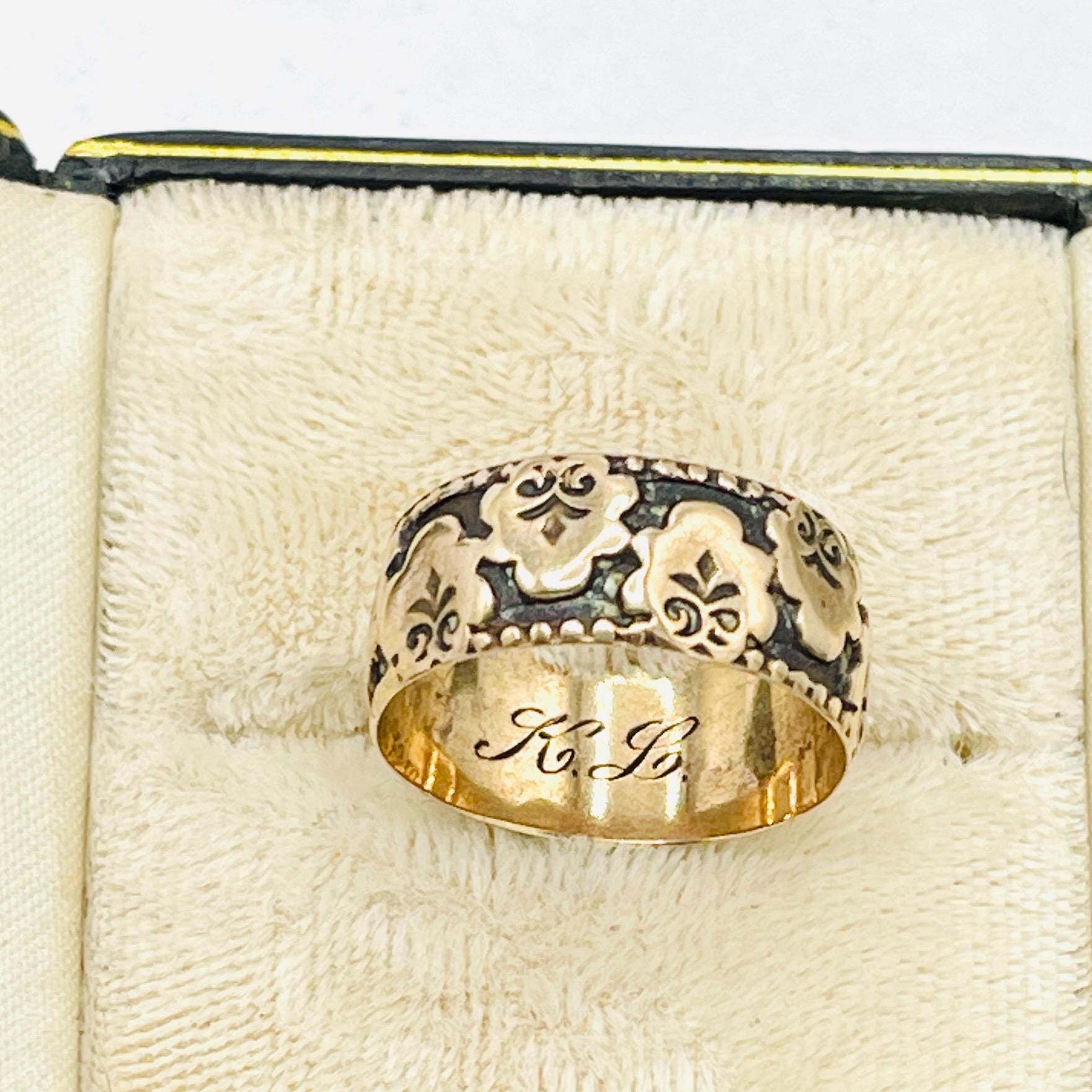 Victorian cigar band solid rose gold ring size 10 - Image 3