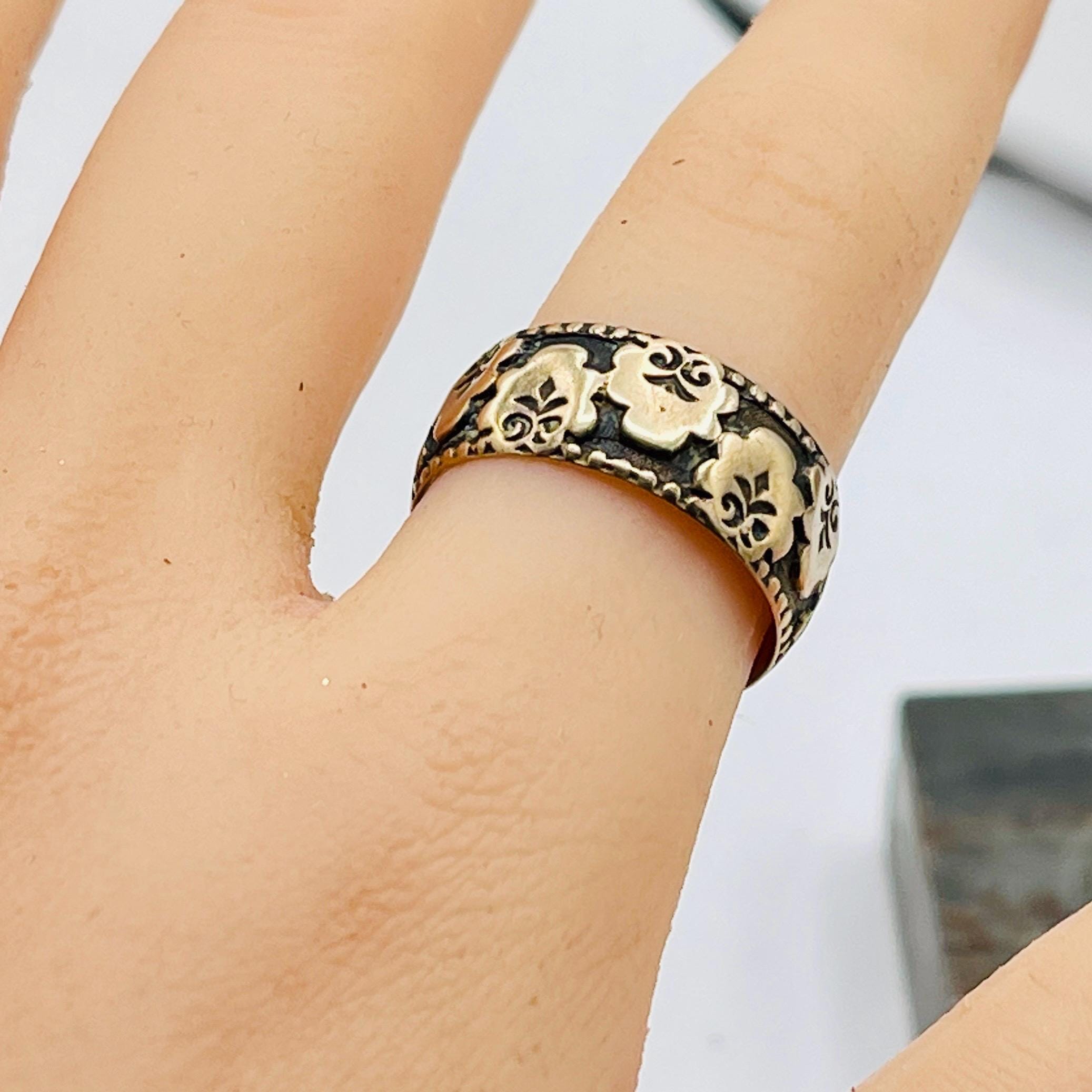 Victorian cigar band solid rose gold ring size 10 - Image 6