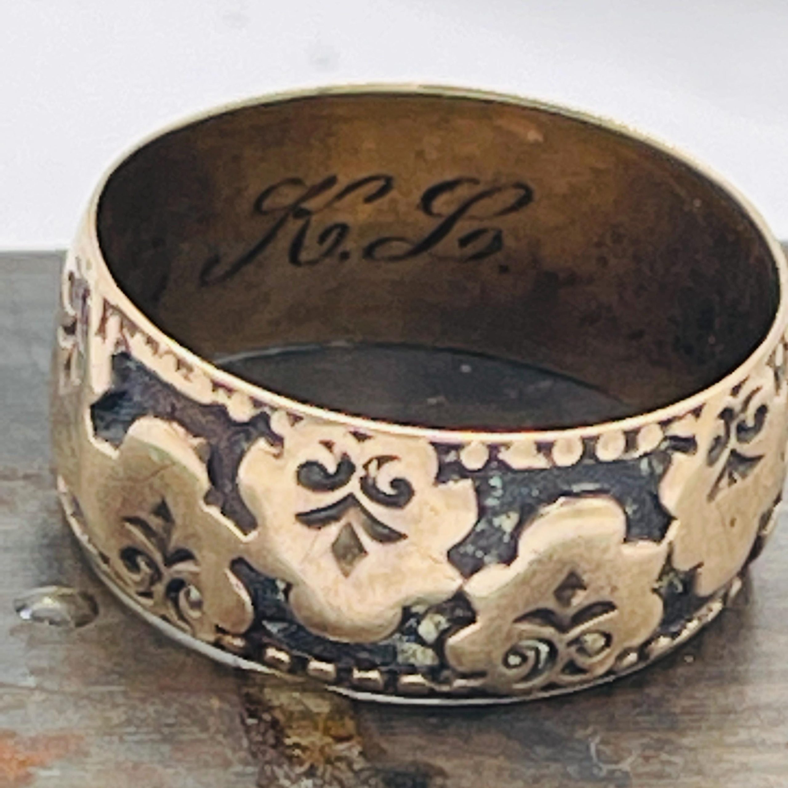 Victorian cigar band solid rose gold ring size 10 - Image 8