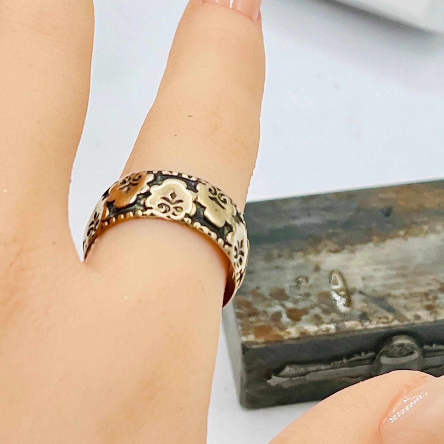 Victorian cigar band solid rose gold ring size 10 - Image 9