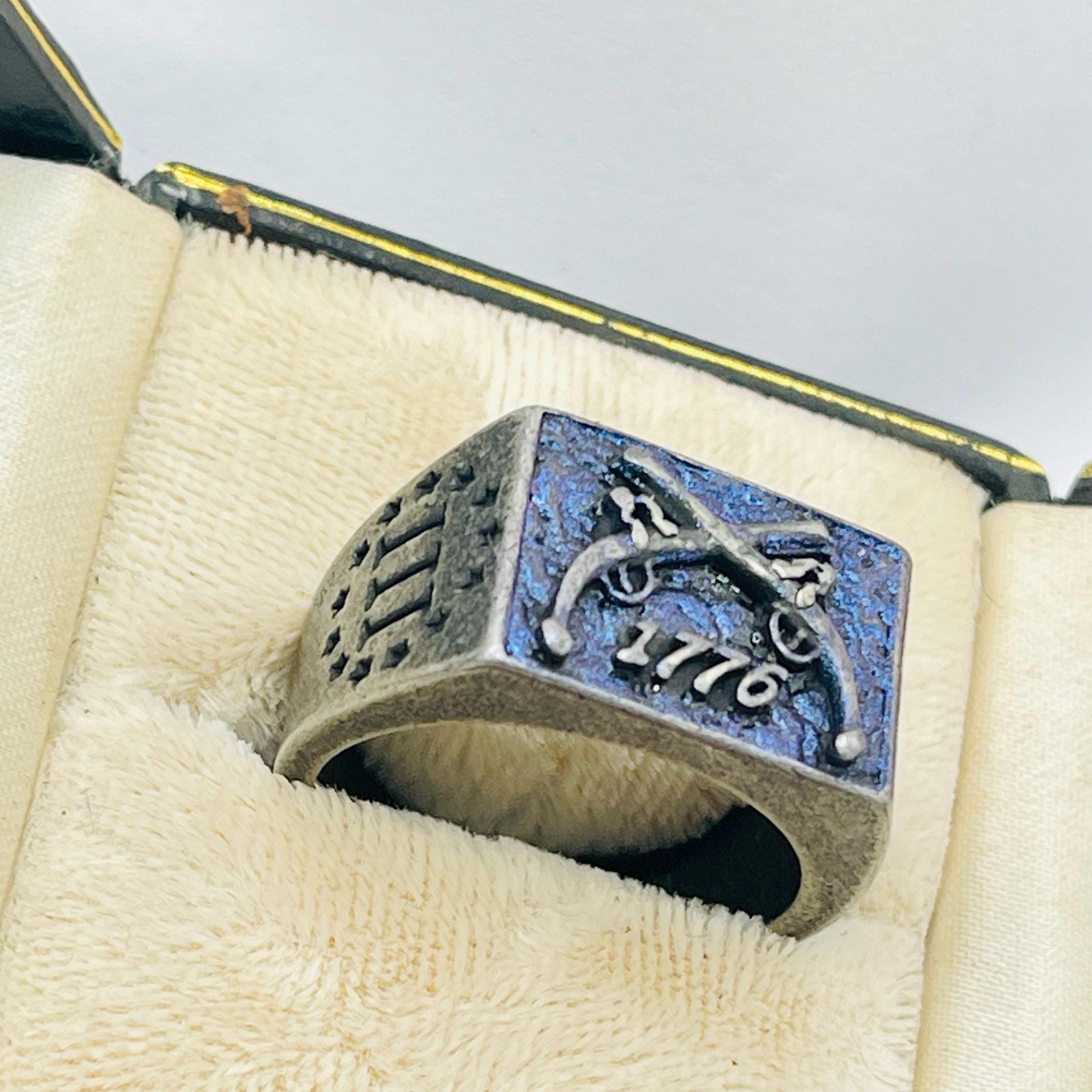 Memento Mori 1776 Ring: Gothic Silver Band for Him - Image 2