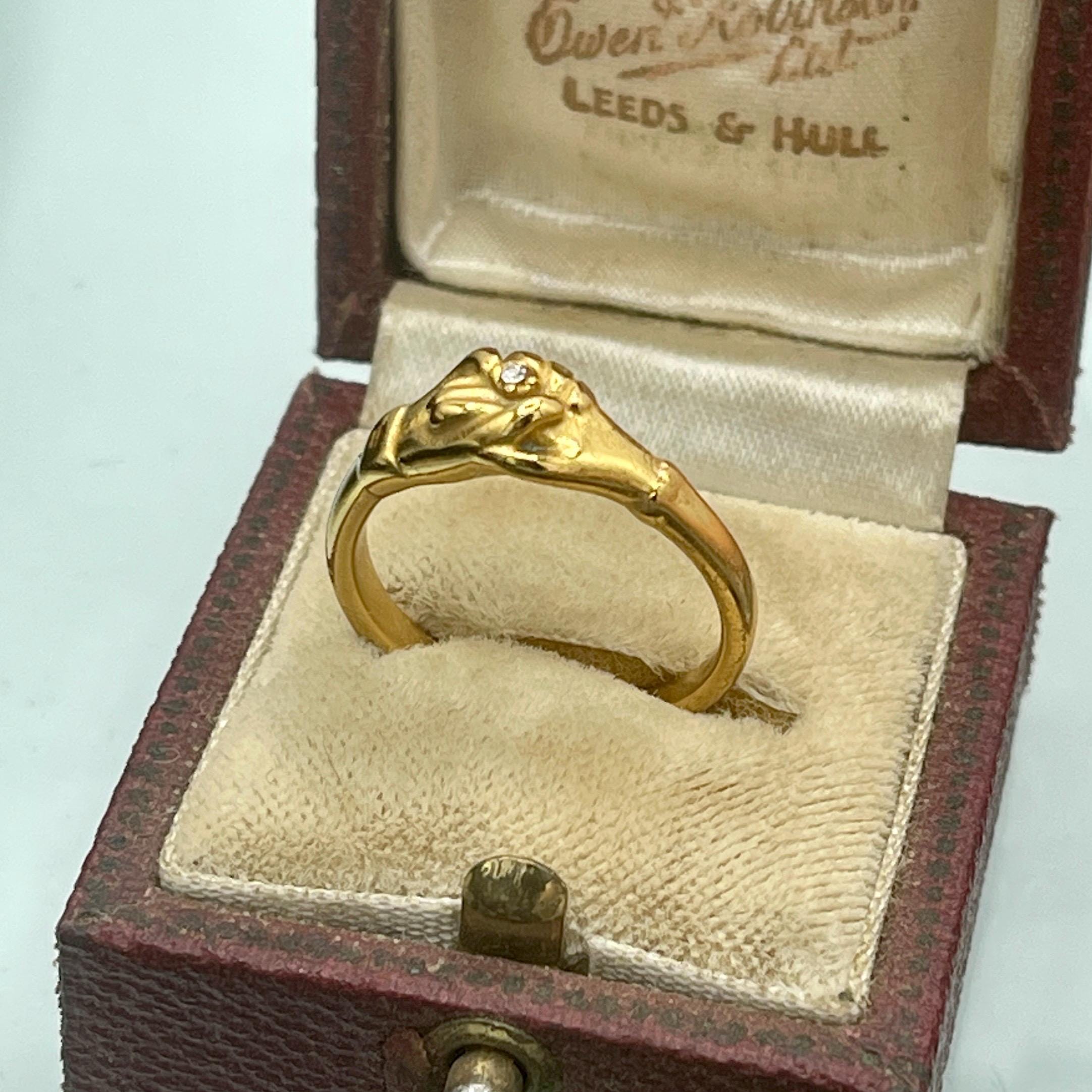 Victorian Fede Hands Ring, 18k Gold Vermeil, Simulated Diamond - Image 6