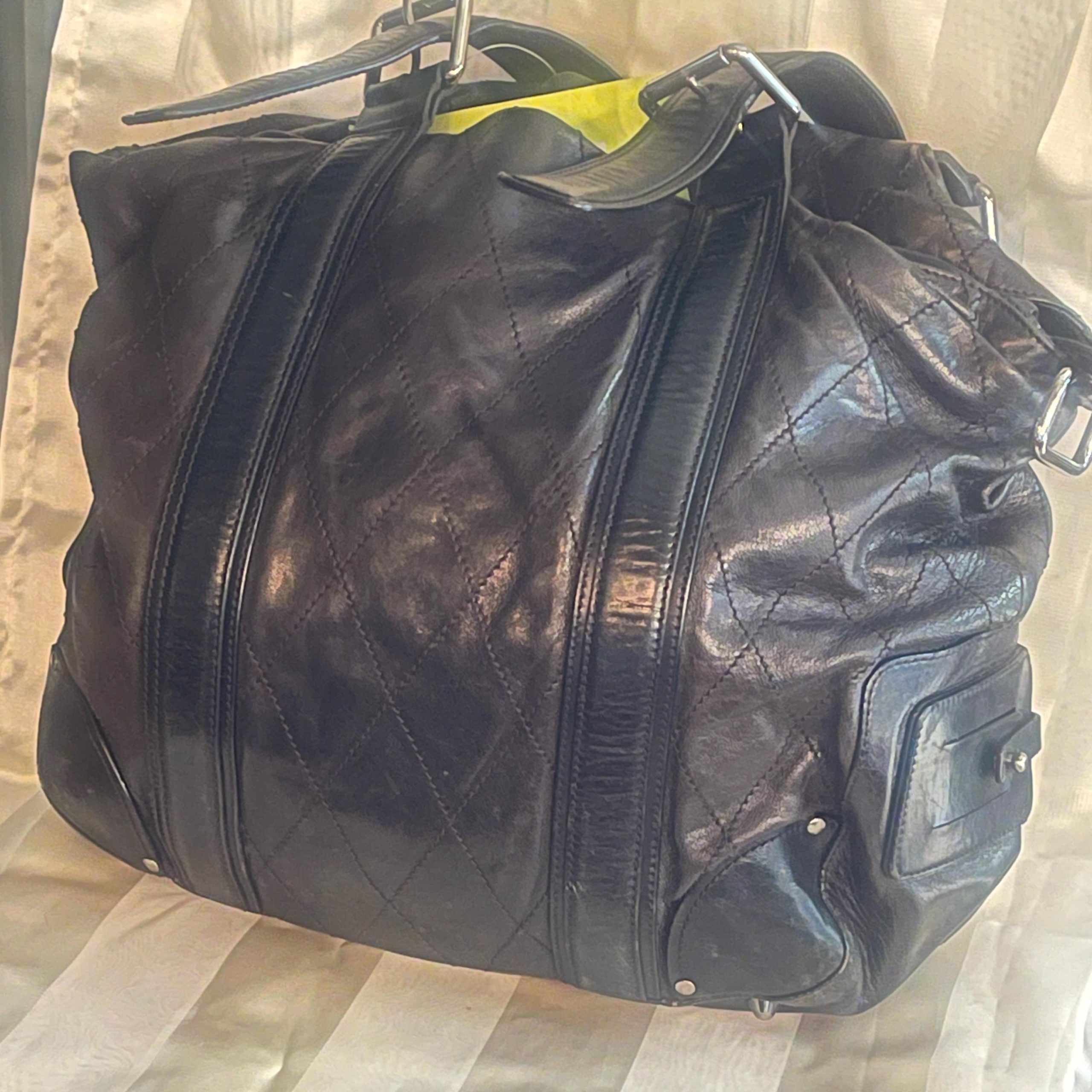 Chloe large black quilted leather lambskin satchel handbag - Image 2