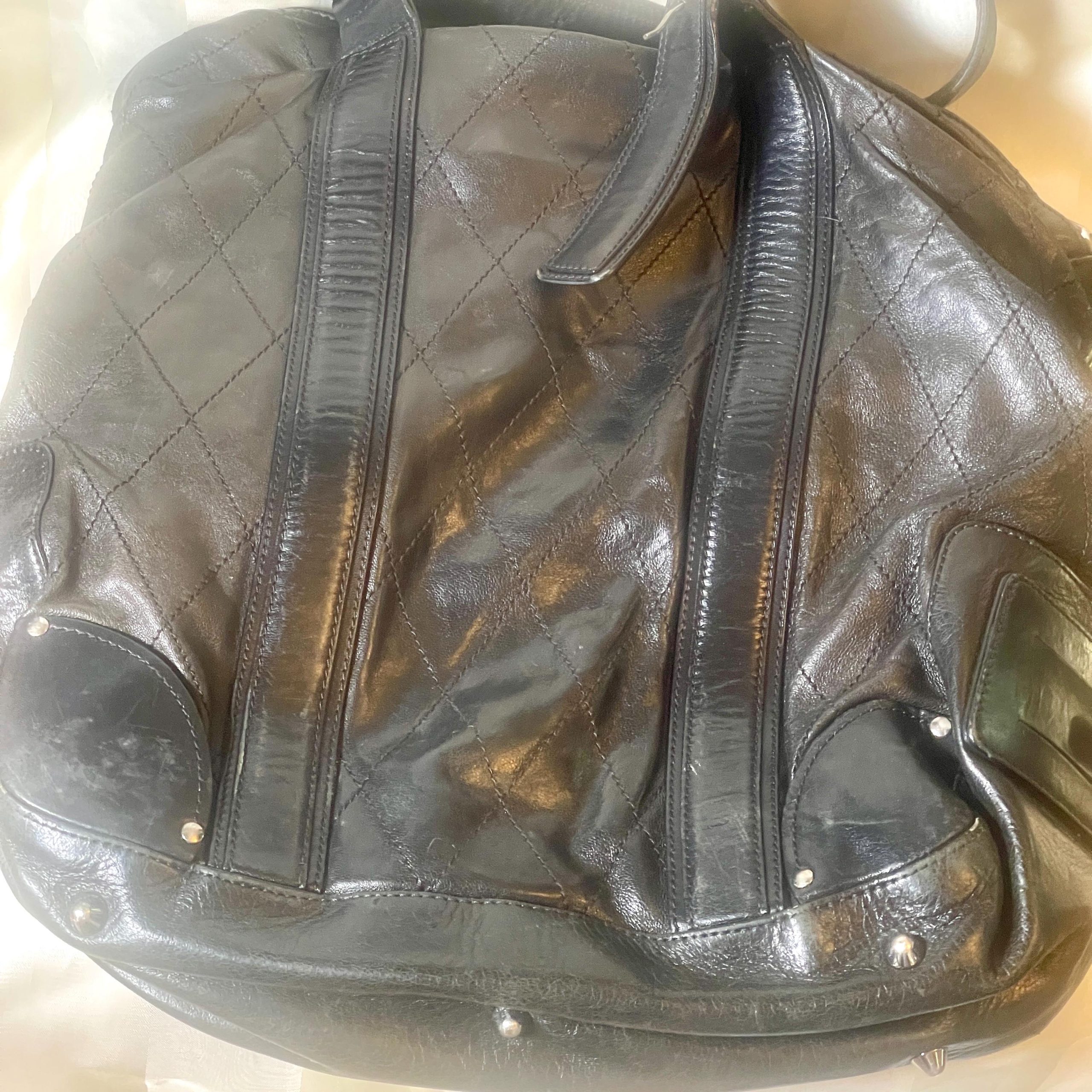 Chloe large black quilted leather lambskin satchel handbag - Image 3
