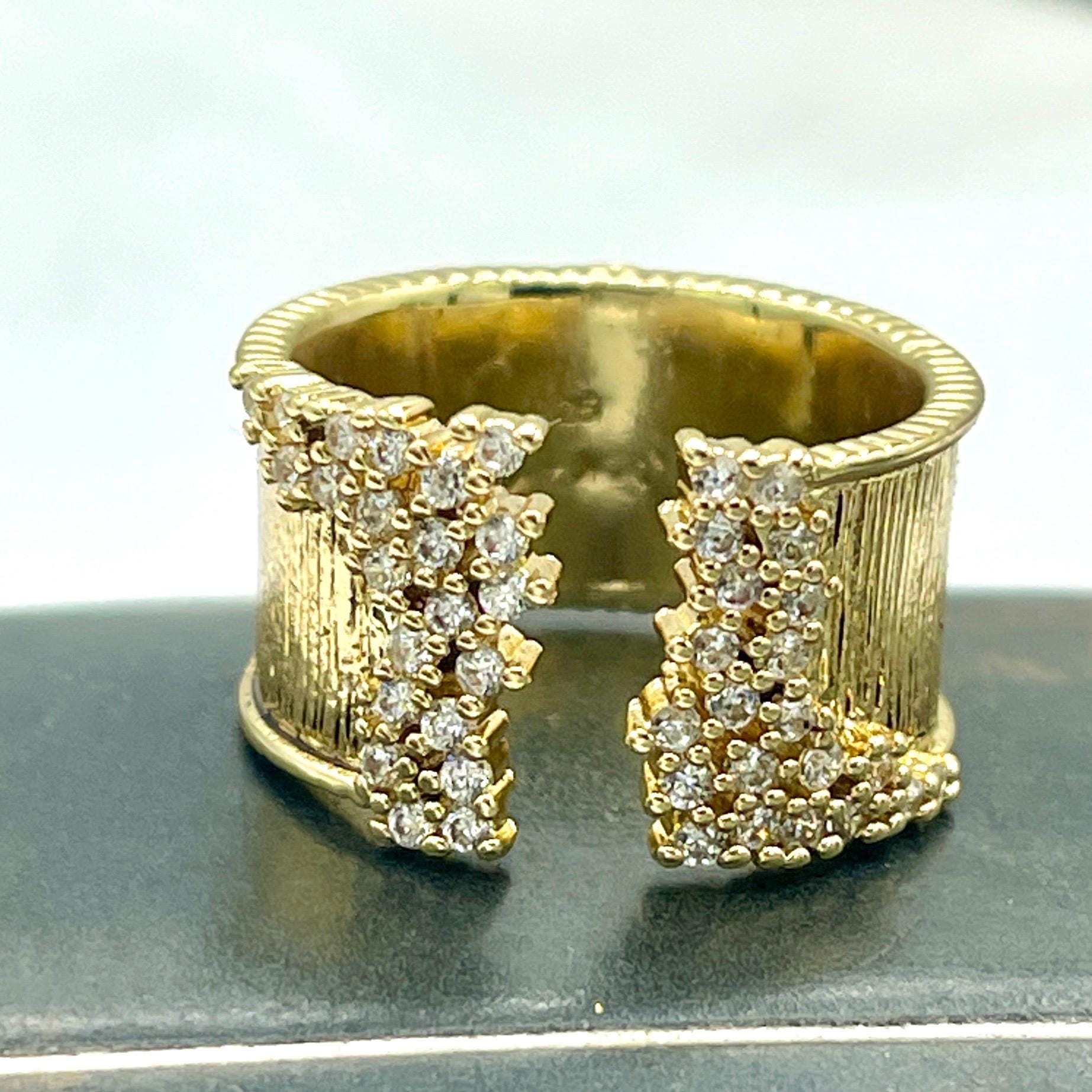 Vintage Luxury Ring, 18k Gold Vermeil, Simulated Diamond - Image 3