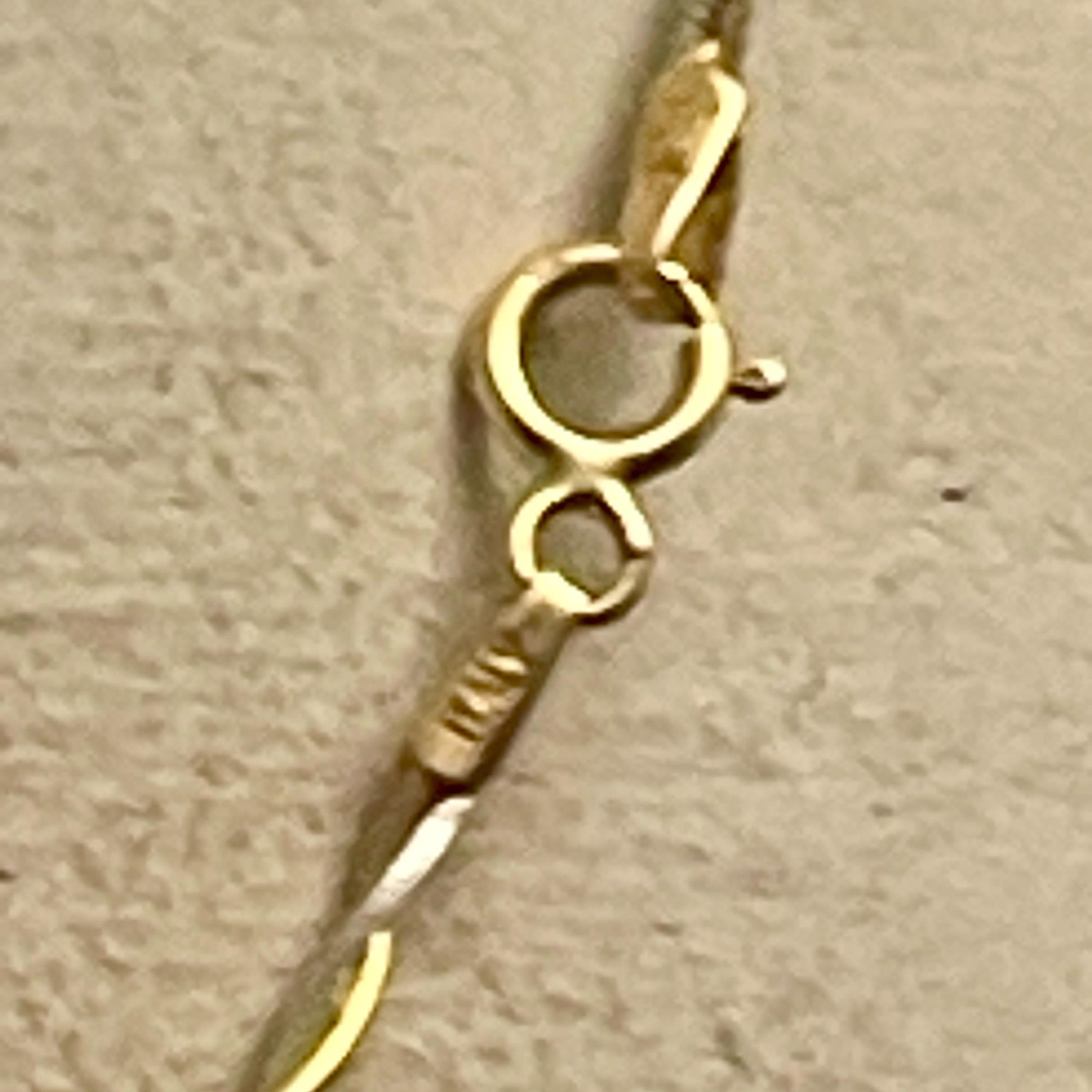 14k Yellow Gold Diamond J Necklace -Vintage Jewelry - Image 5