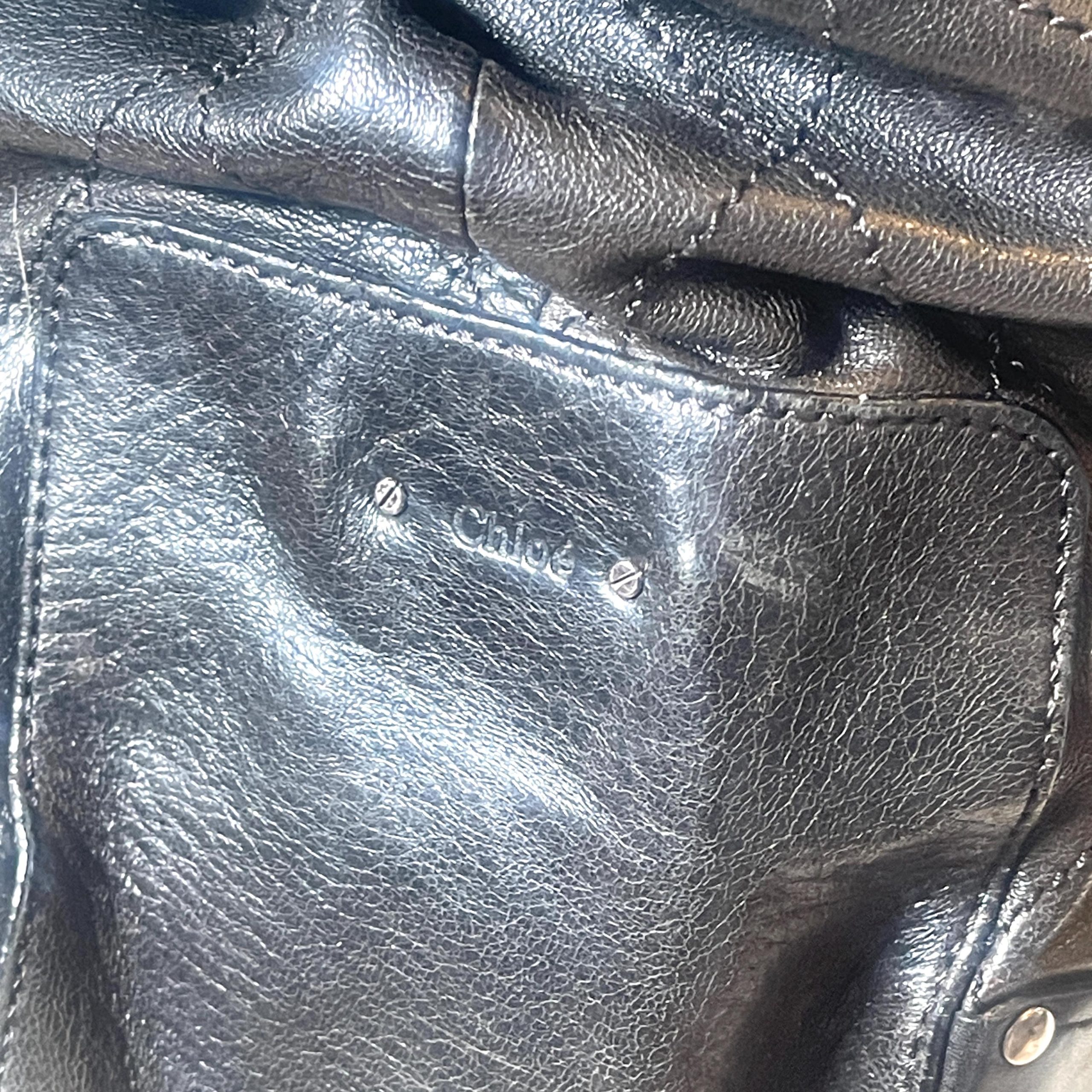 Chloe large black quilted leather lambskin satchel handbag - Image 5