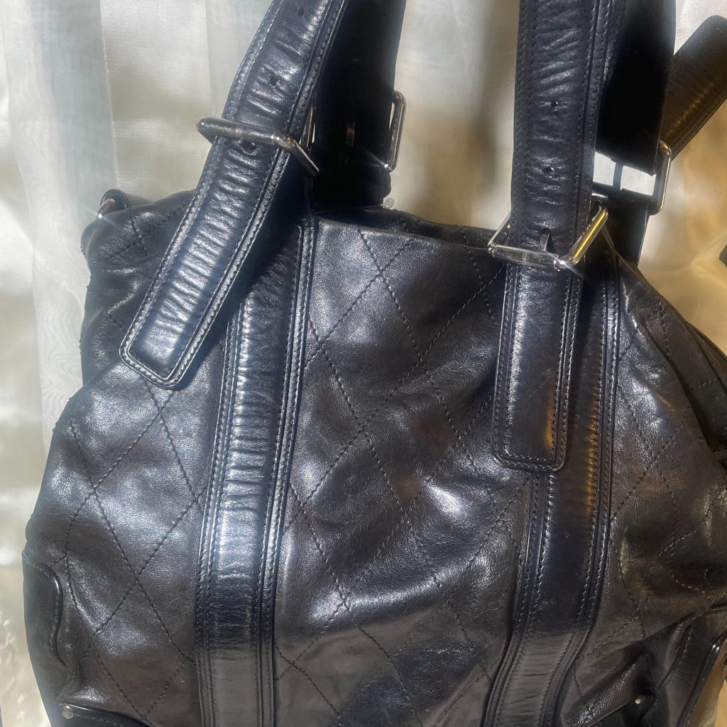 Chloe large black quilted leather lambskin satchel handbag