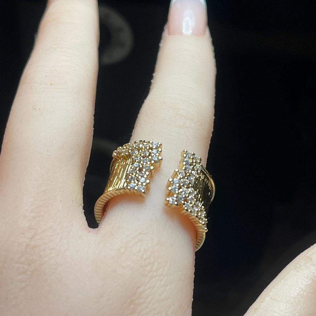 Vintage Luxury Ring, 18k Gold Vermeil, Simulated Diamond