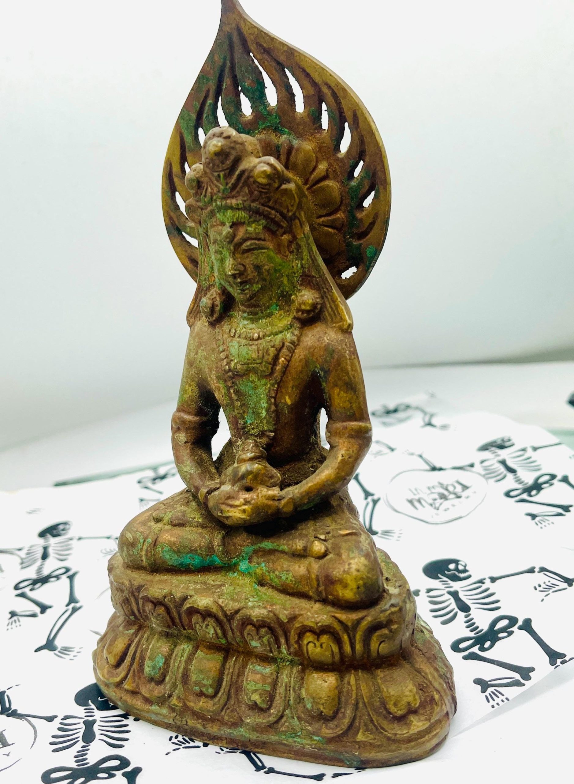 Antique bronze Amitayus seated Buddha gold gilt Amitayus - Image 4
