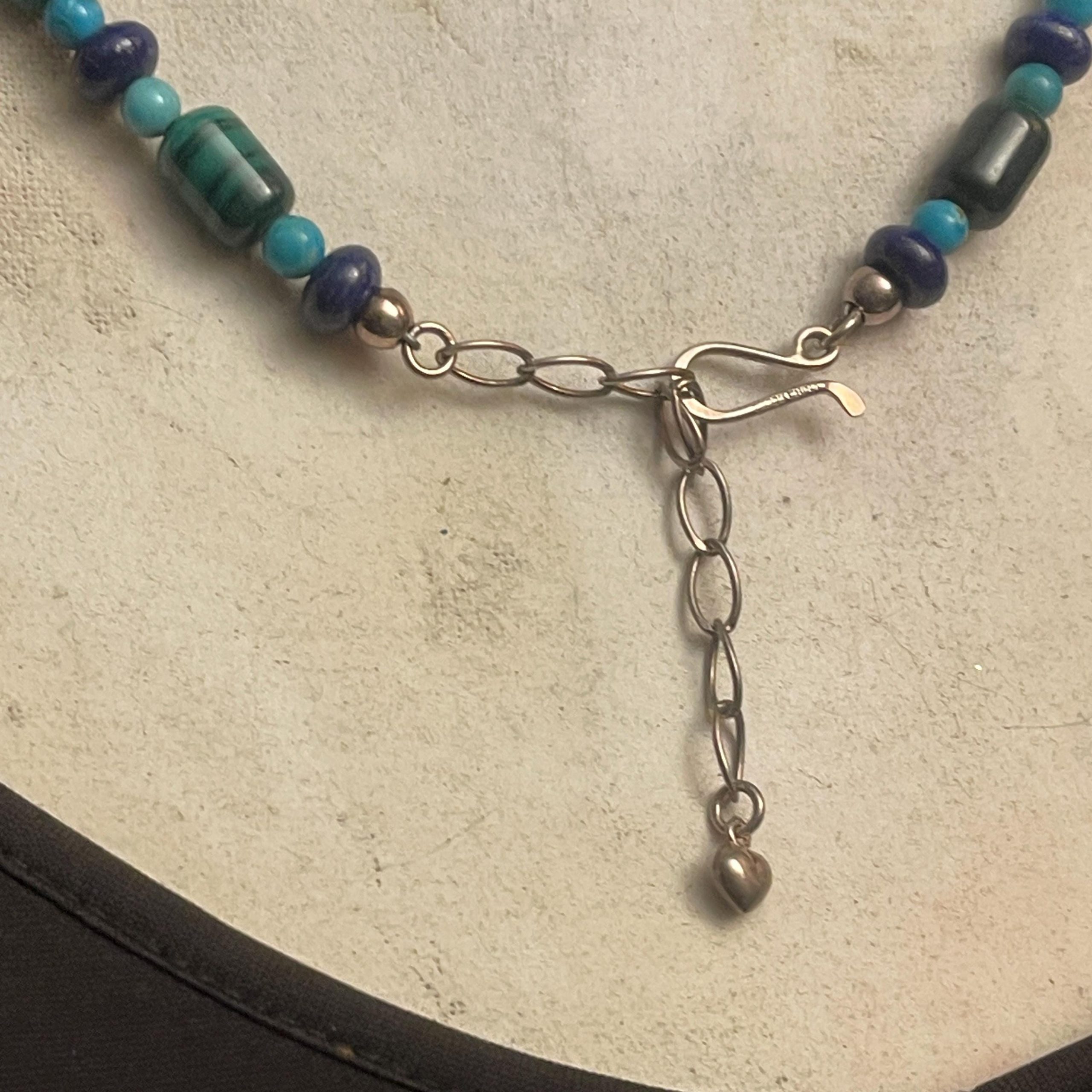 Gemstone Sterling Silver Necklace: Lapis Lazuli, malachite, Turquoise, Sterling Silver necklace - Image 6