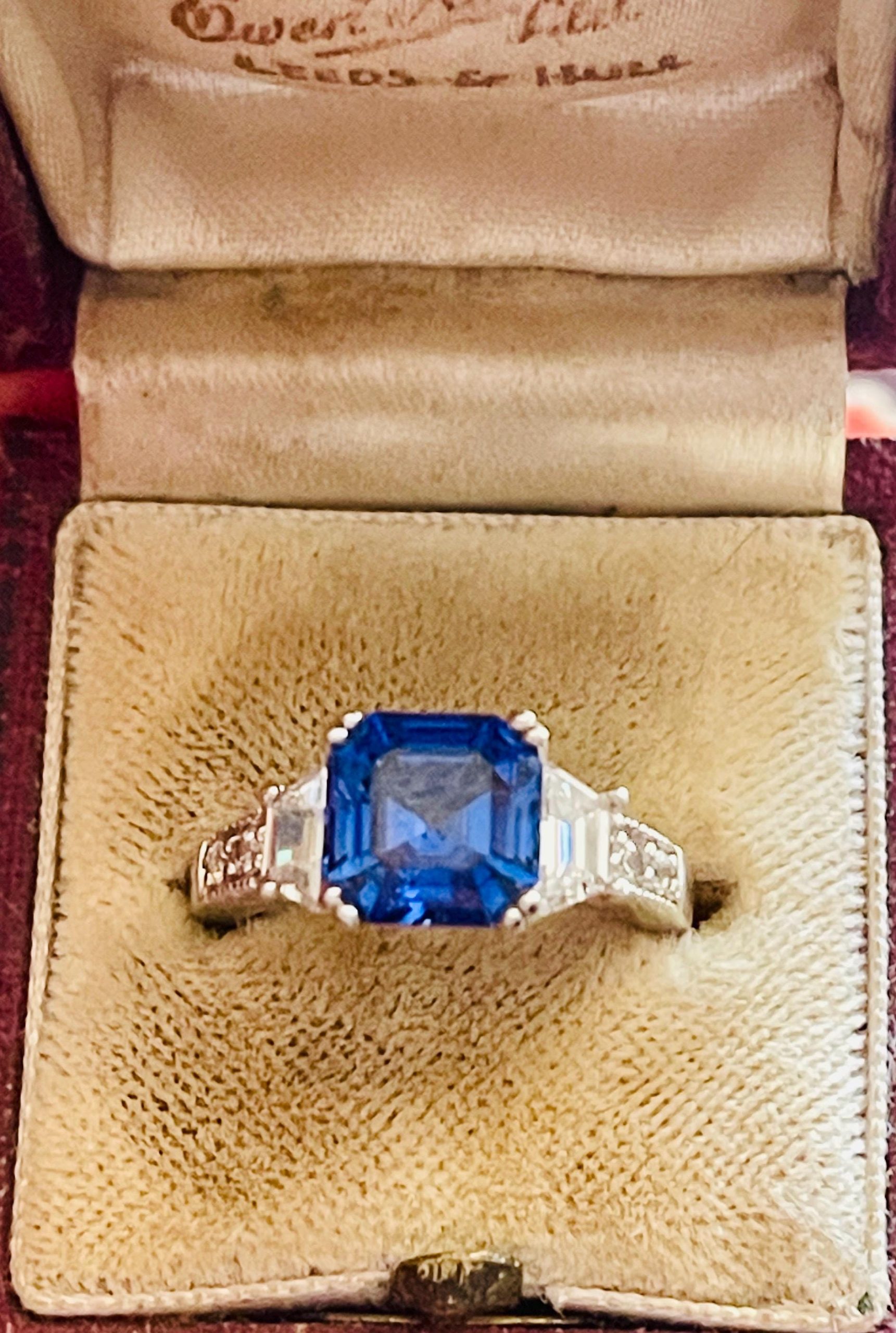 Vintage blue sapphire radiant cut Ring- Sterling silver size 5 ring for her - Image 5