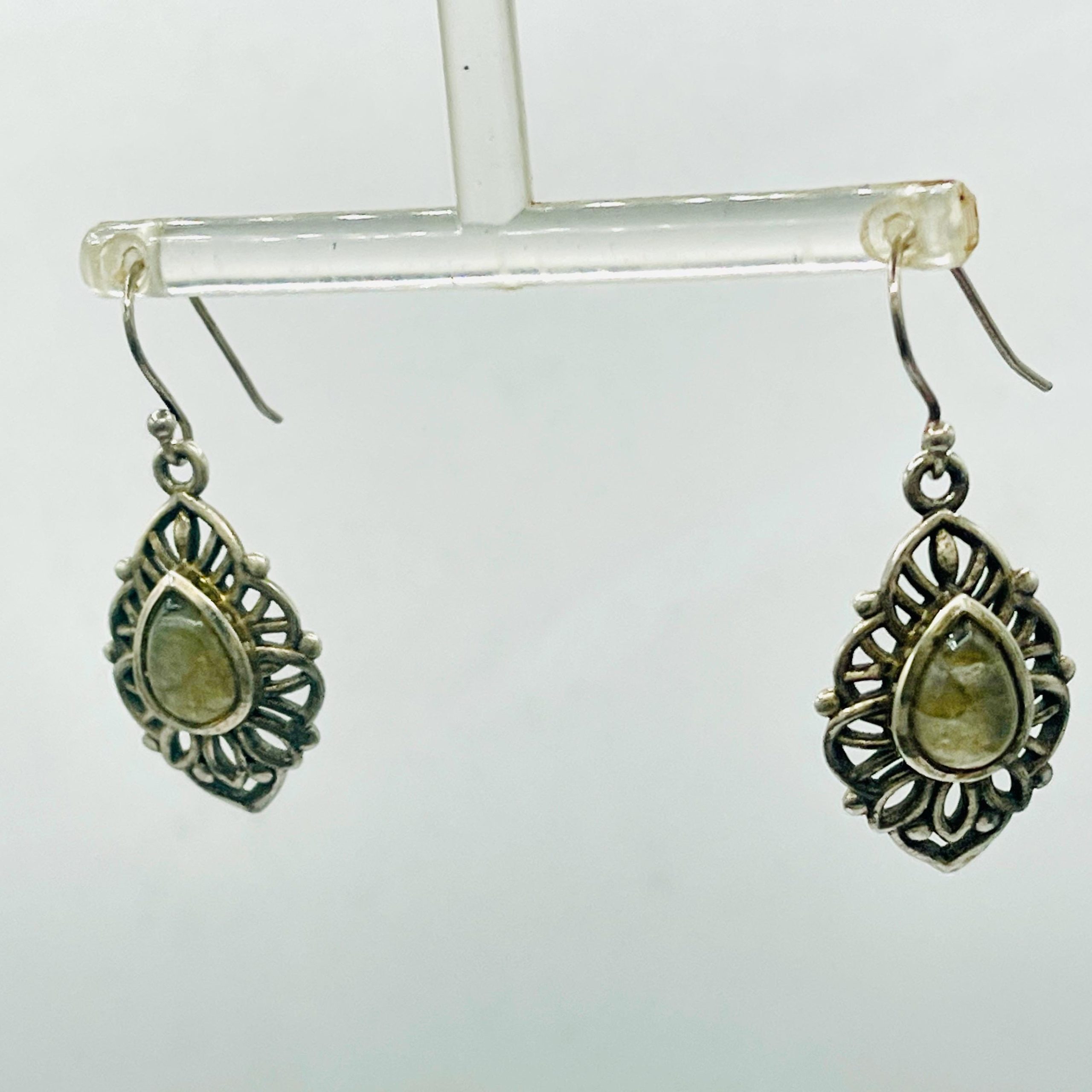 Vintage Blue labradorite sterling silver drop earrings - Image 2