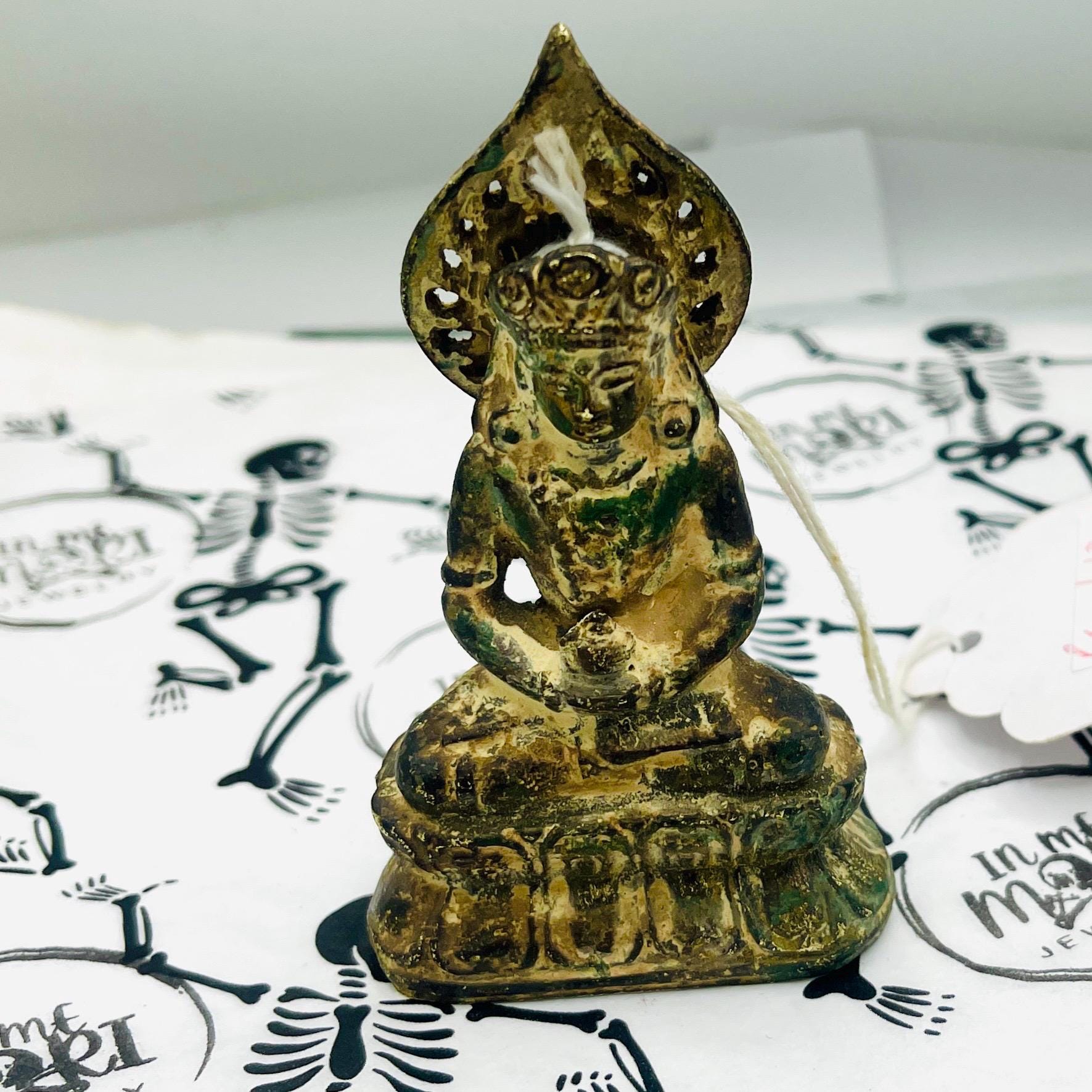 Antique rare bronze Amitayus real gold gilt Amitayus - Image 3