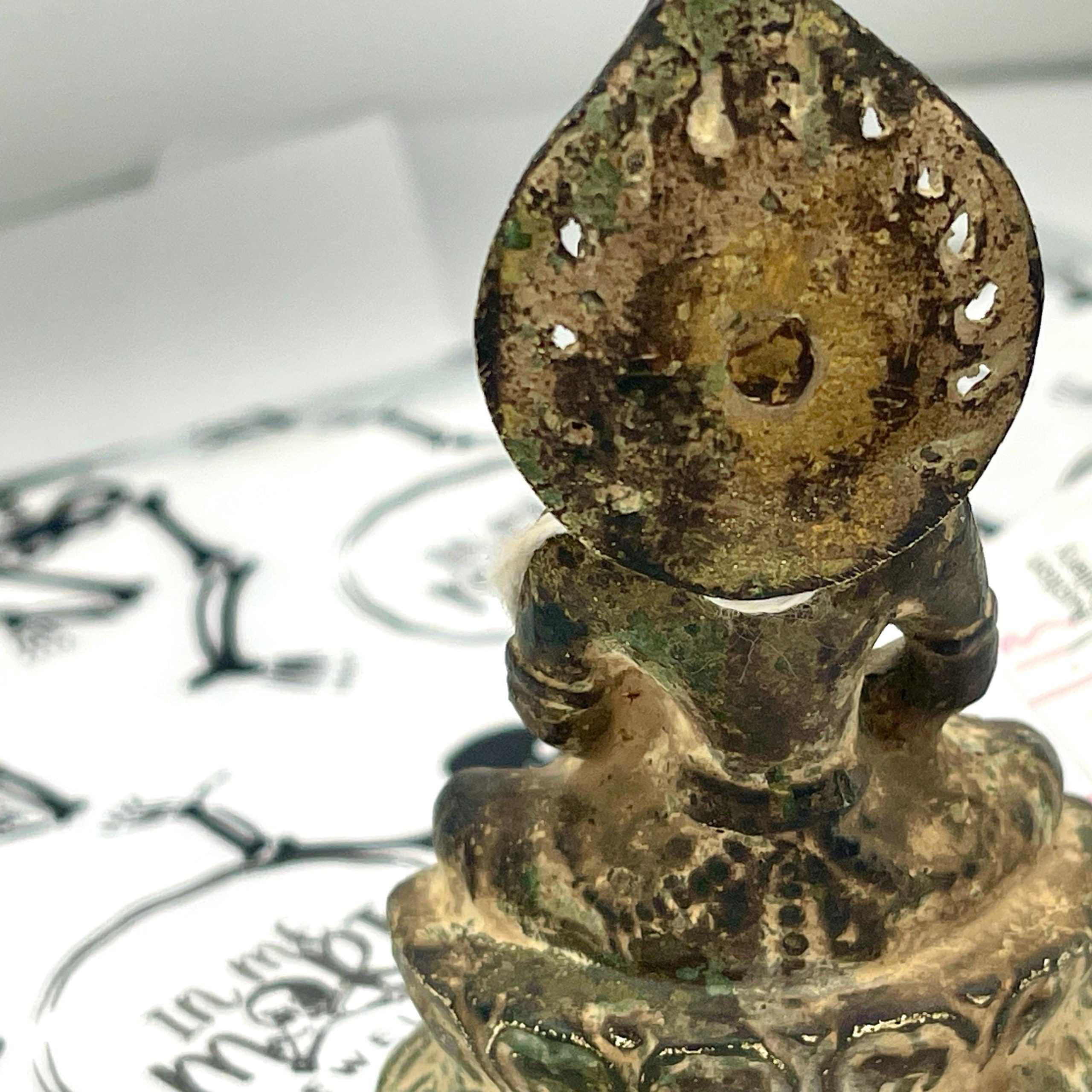 Antique rare bronze Amitayus real gold gilt Amitayus - Image 5