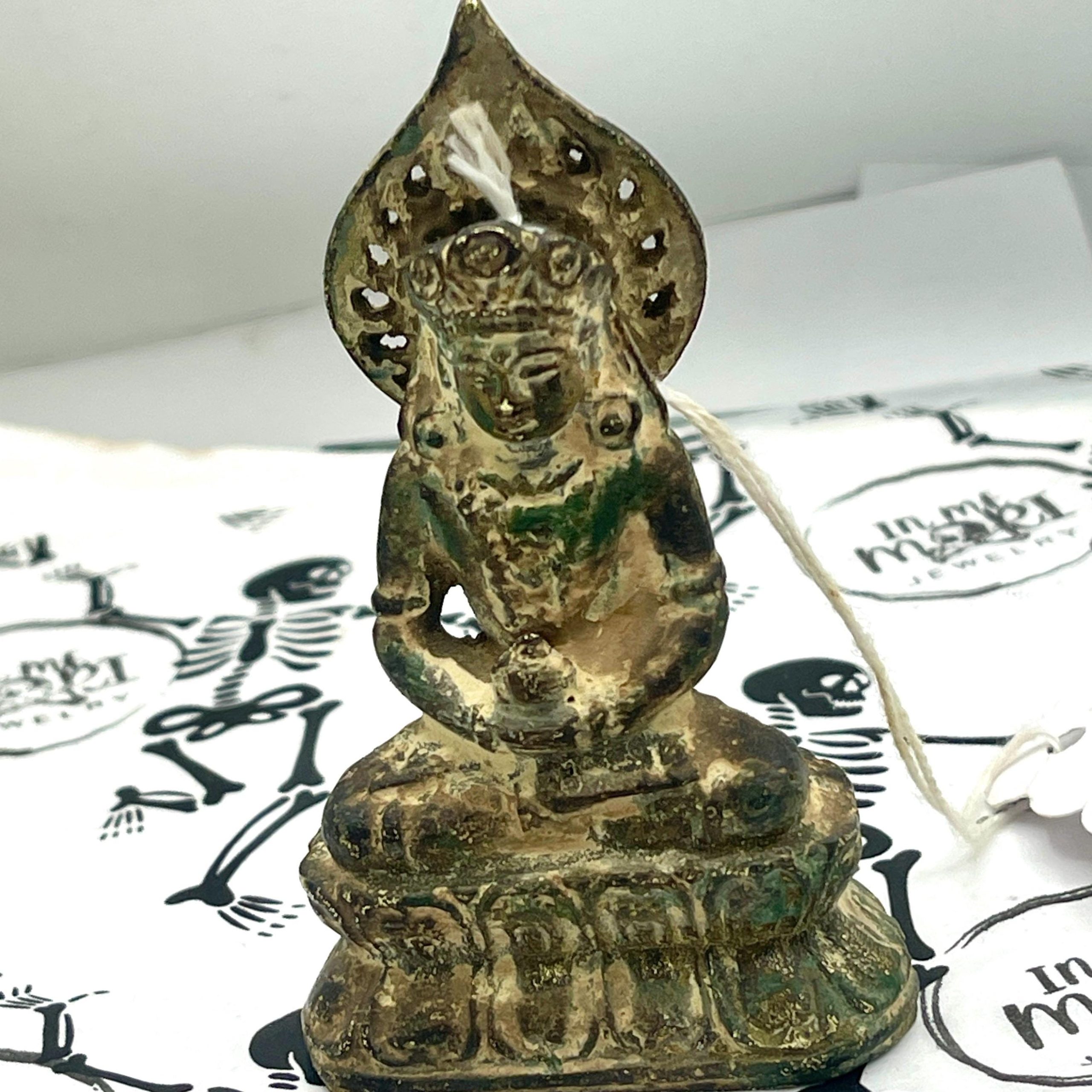 Antique rare bronze Amitayus real gold gilt Amitayus - Image 7