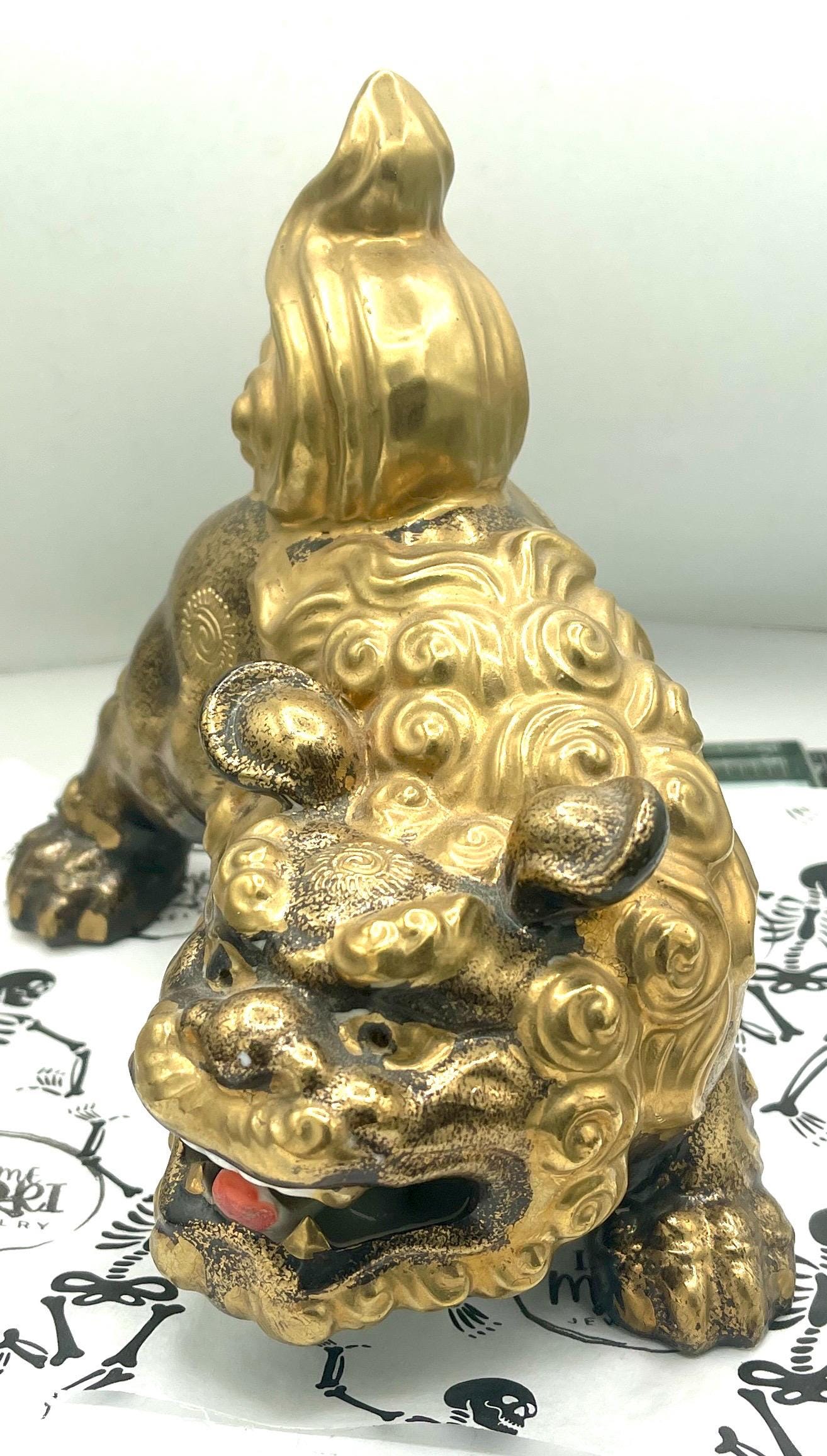 Antique Kutani Japanese shishi Dog gold lustre porcelain guardian lion Protector - Image 3