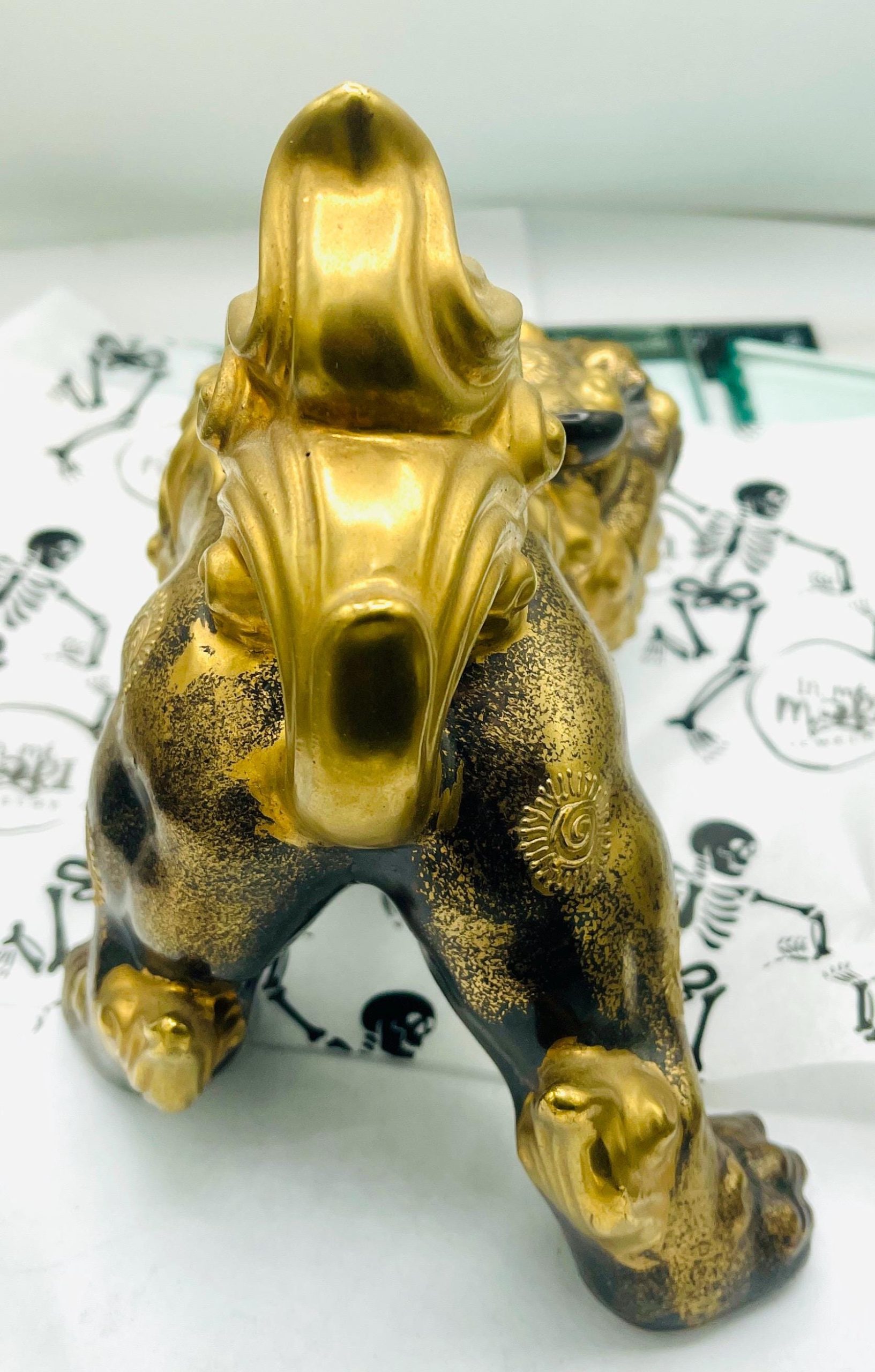 Antique Kutani Japanese shishi Dog gold lustre porcelain guardian lion Protector - Image 5