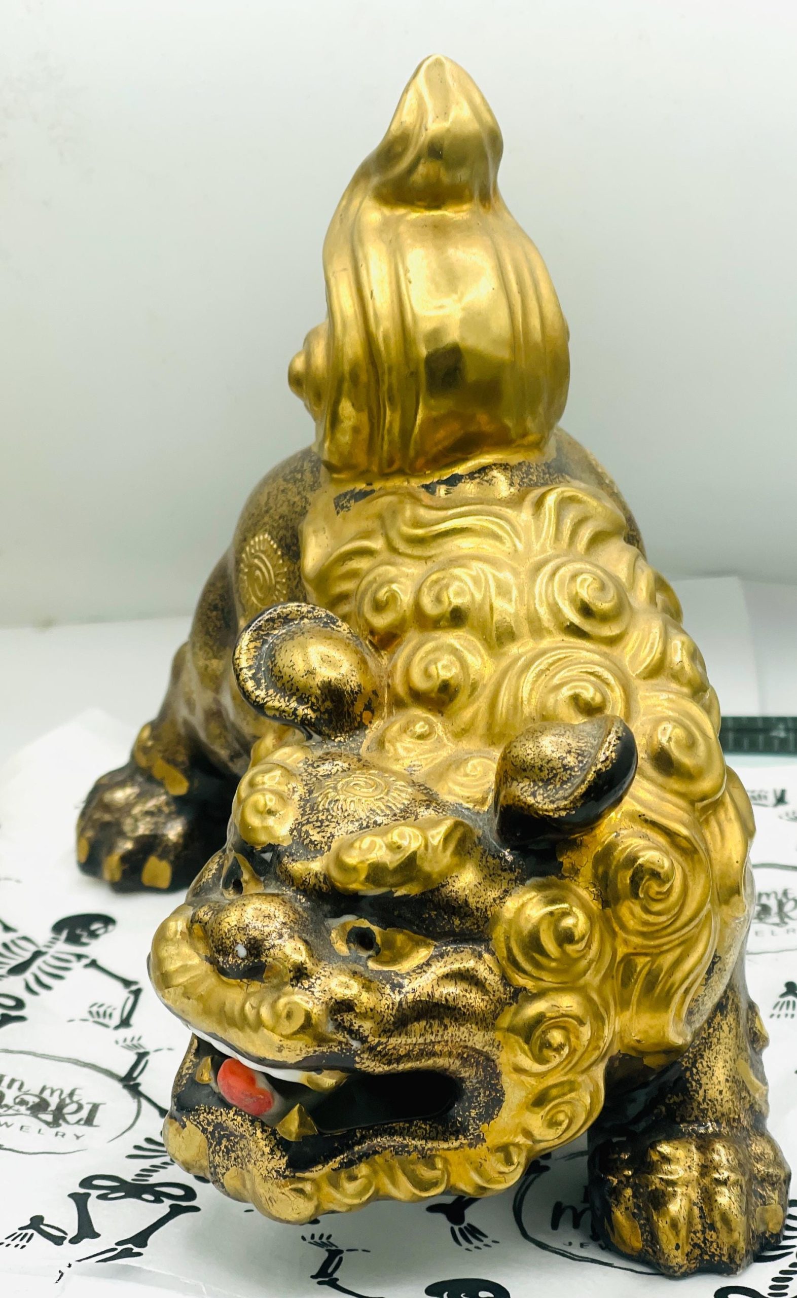 Antique Kutani Japanese shishi Dog gold lustre porcelain guardian lion Protector - Image 8