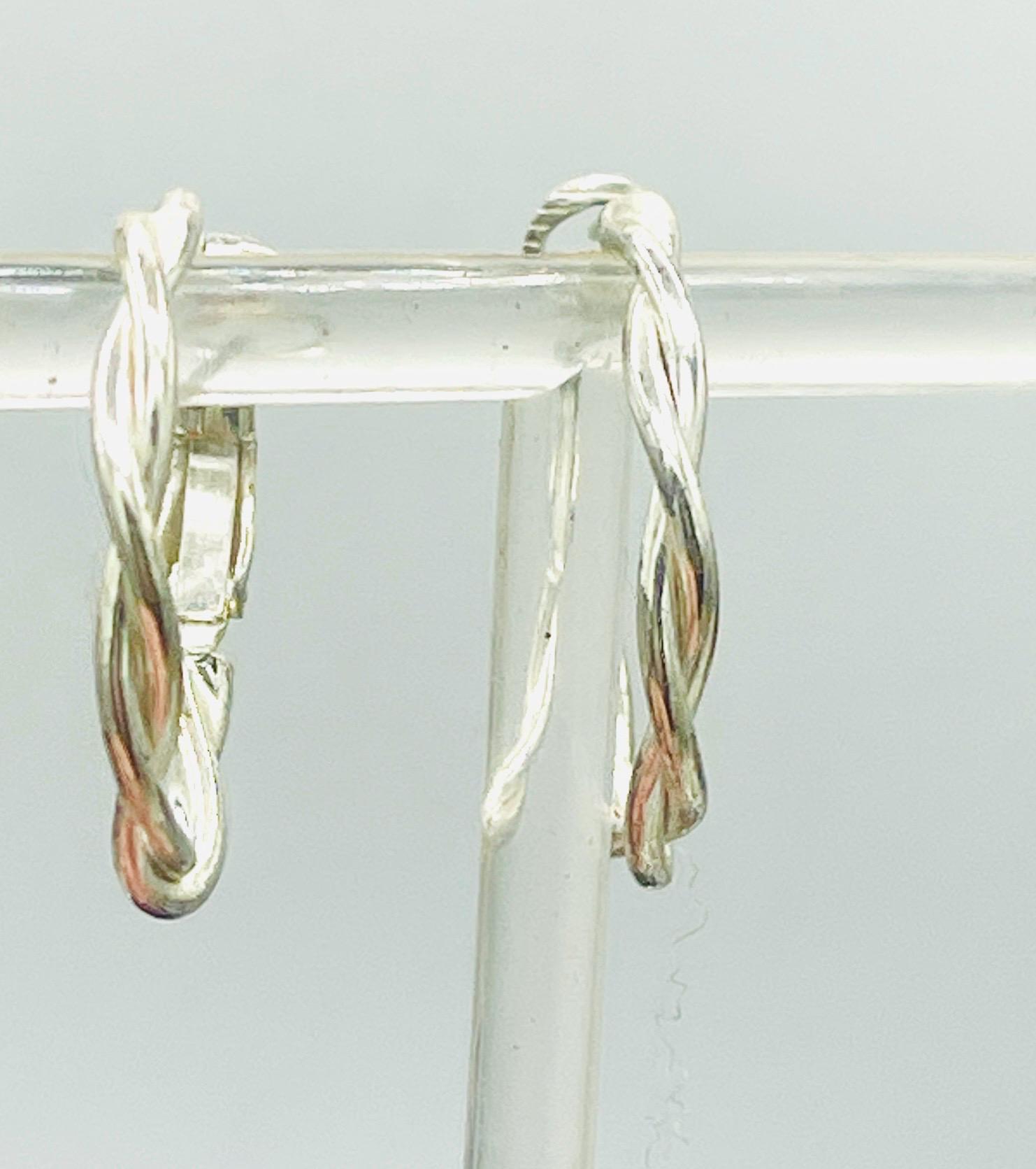 Twisted Sterling Silver Hoop Earrings: .925 Italy Silver, 2.5cm - Image 3