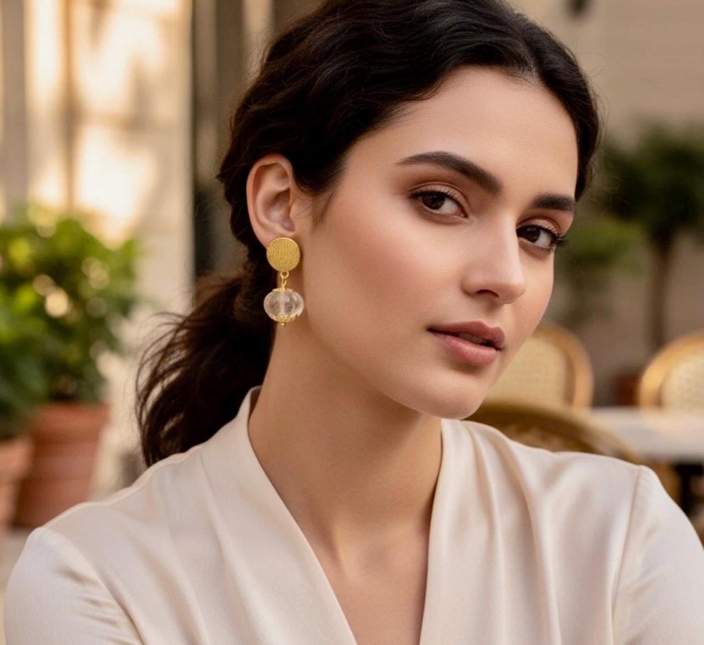 Citrine Quartz 18k Gold Drop Earrings, Bridal Wedding Jewelry
