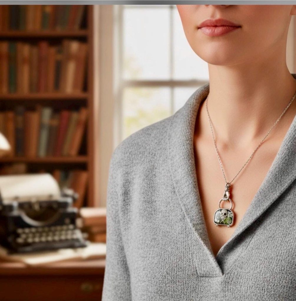 Sterling Silver Memento Mori Necklace: Gothic Typewriter Key Jewelry