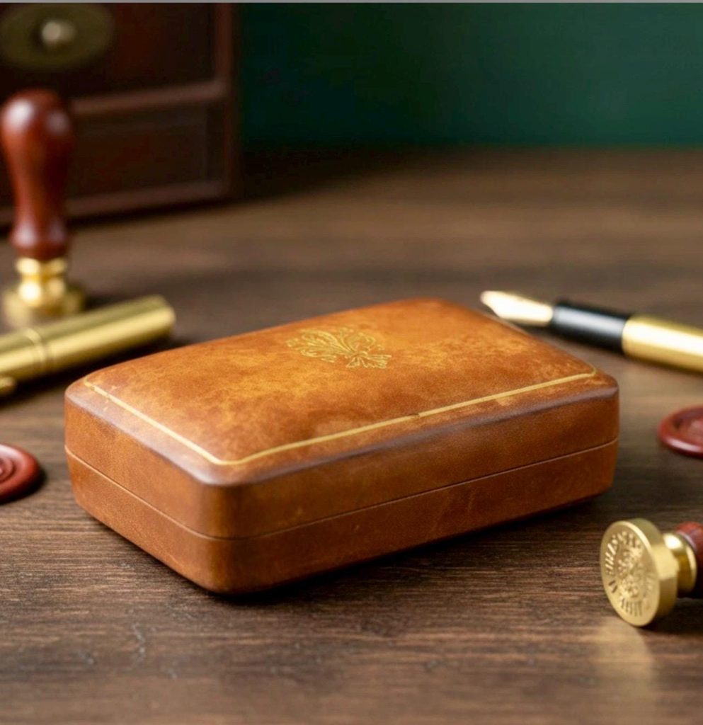 Antique Italian Leather Box: Vintage Jewelry Keepsake, Rustic Patina Decor