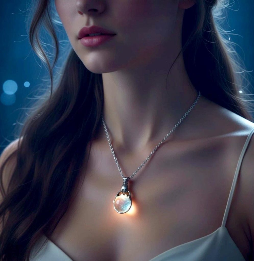 Victorian style Pool of Light Sphere Necklace: Rock Crystal Quartz Sphere Memorial Pendant