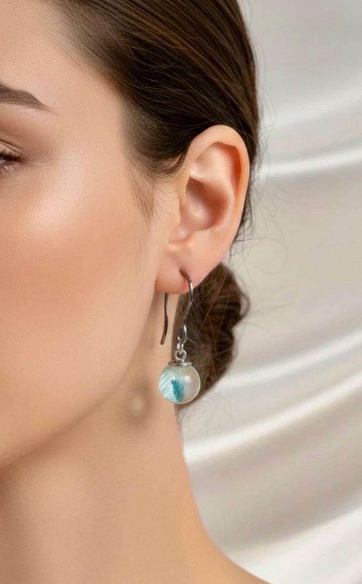 Victorian Pool of Light Earrings: Small Sterling Silver Quartz 12mm Sphere Drop Earrings - Image 2