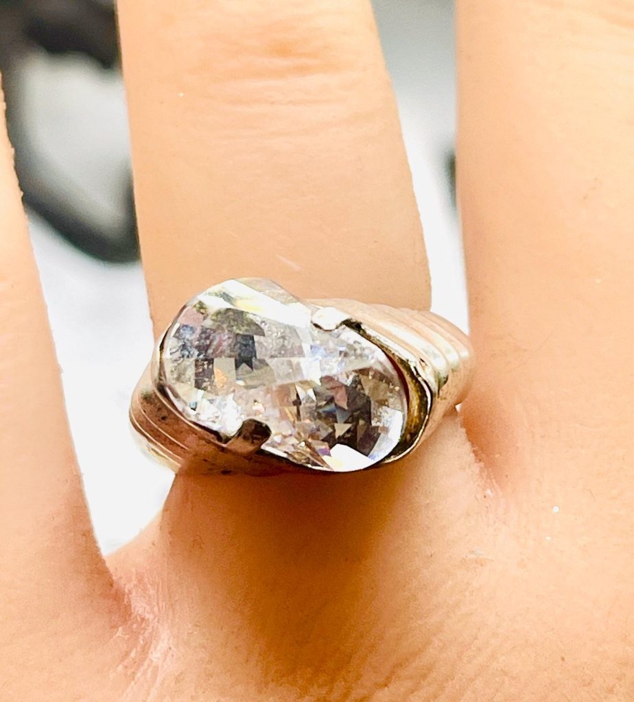Rock Crystal Quartz Ring: Sterling Silver  Size 6