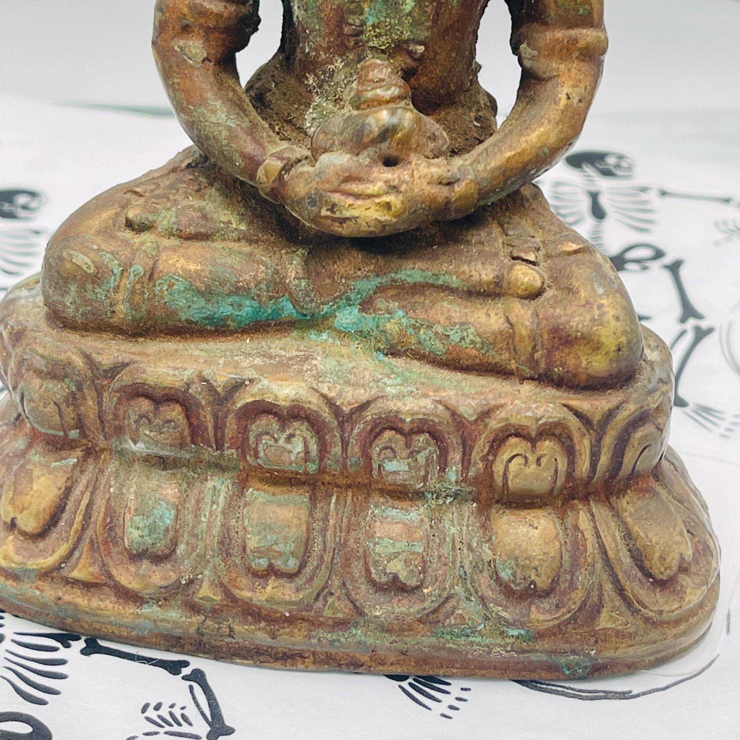 Antique bronze Amitayus seated Buddha gold gilt Amitayus - Image 8