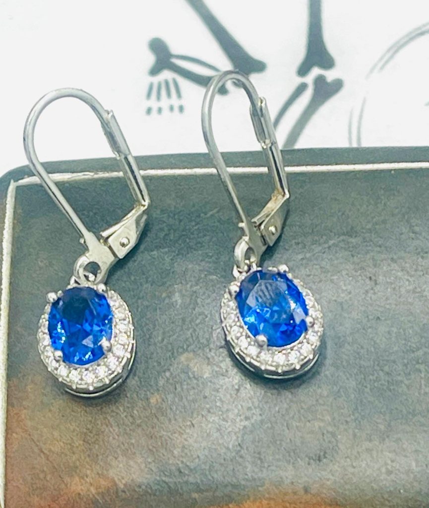 Sterling Silver blue sapphire drop earrings