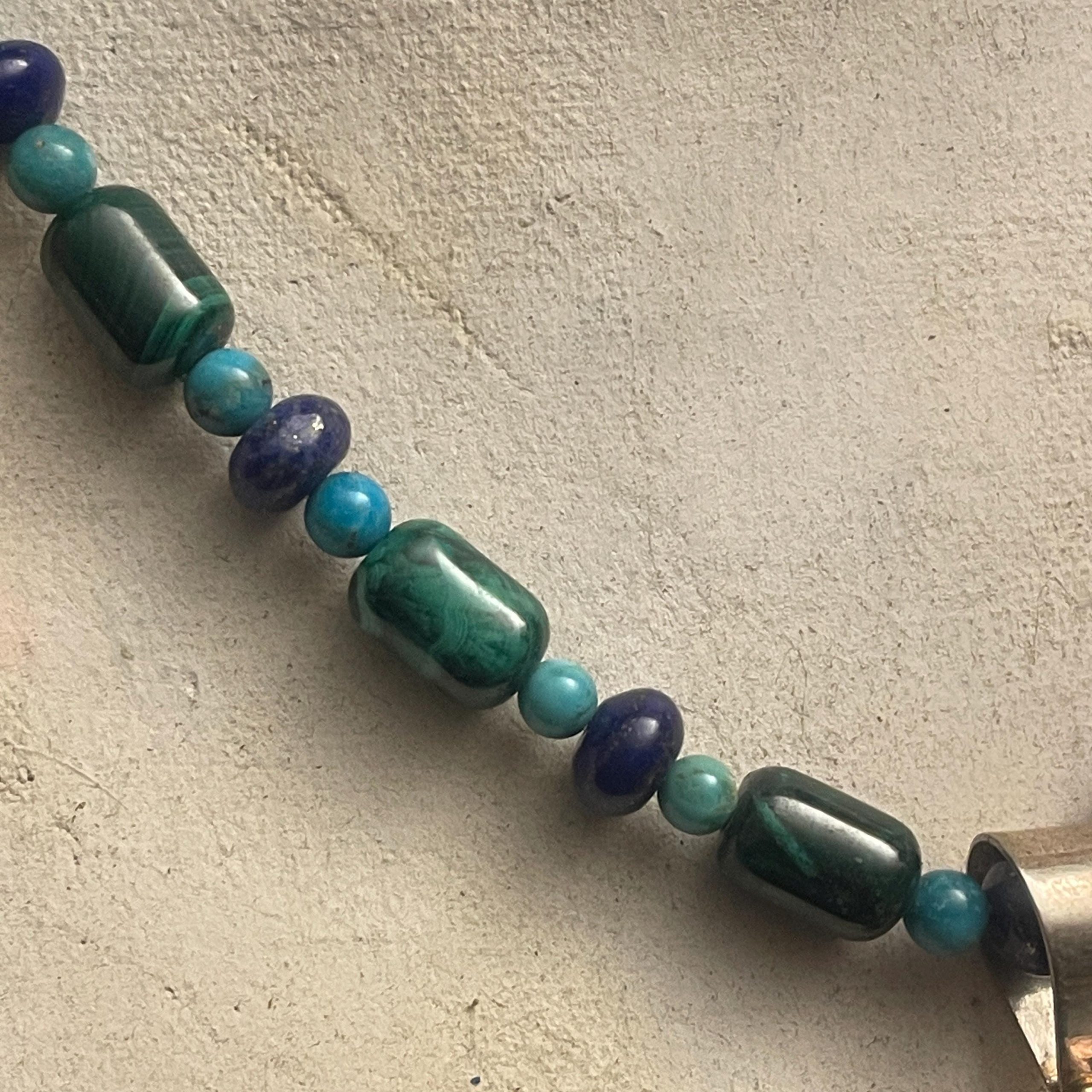 Gemstone Sterling Silver Necklace: Lapis Lazuli, malachite, Turquoise, Sterling Silver necklace - Image 8