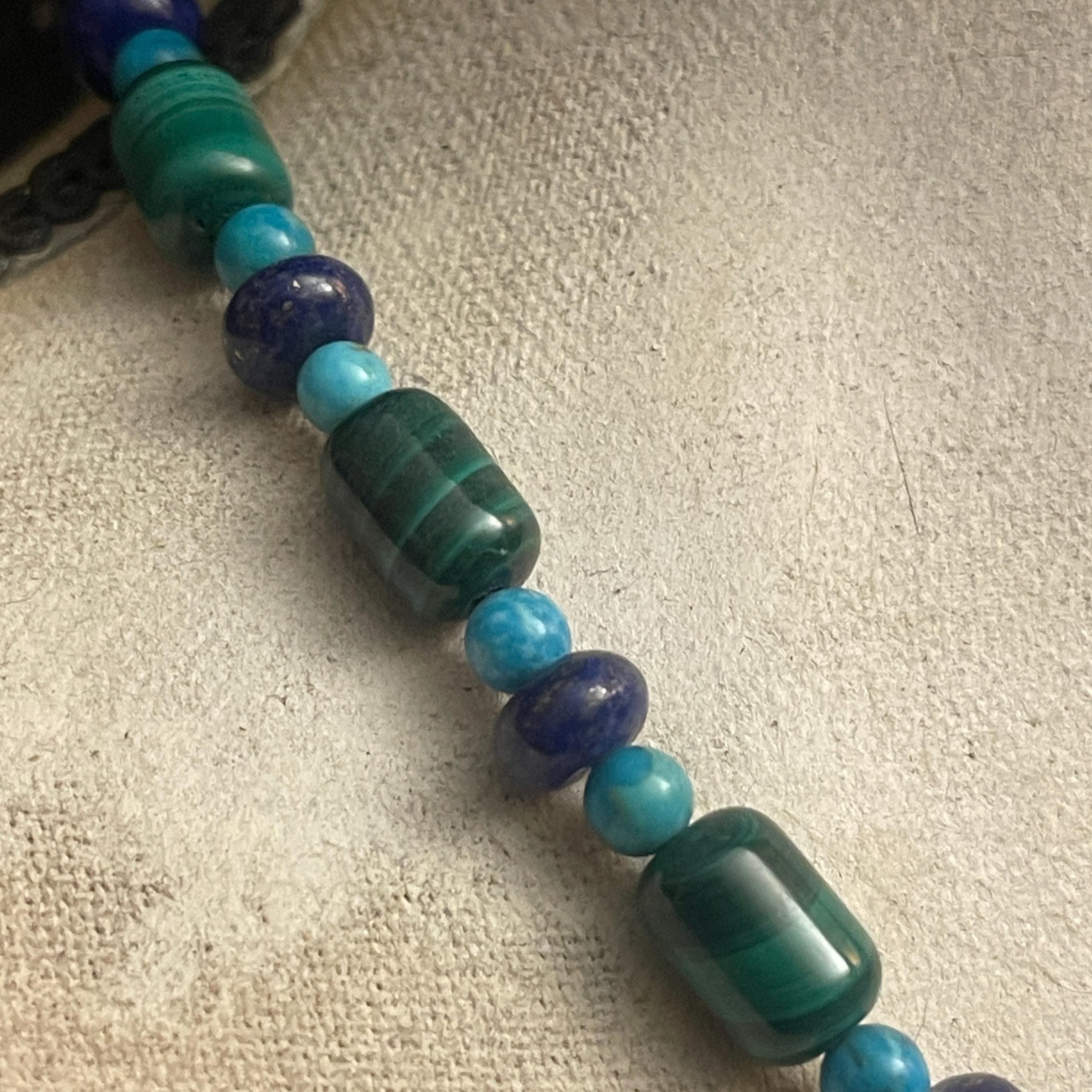 Gemstone Sterling Silver Necklace: Lapis Lazuli, malachite, Turquoise, Sterling Silver necklace - Image 7